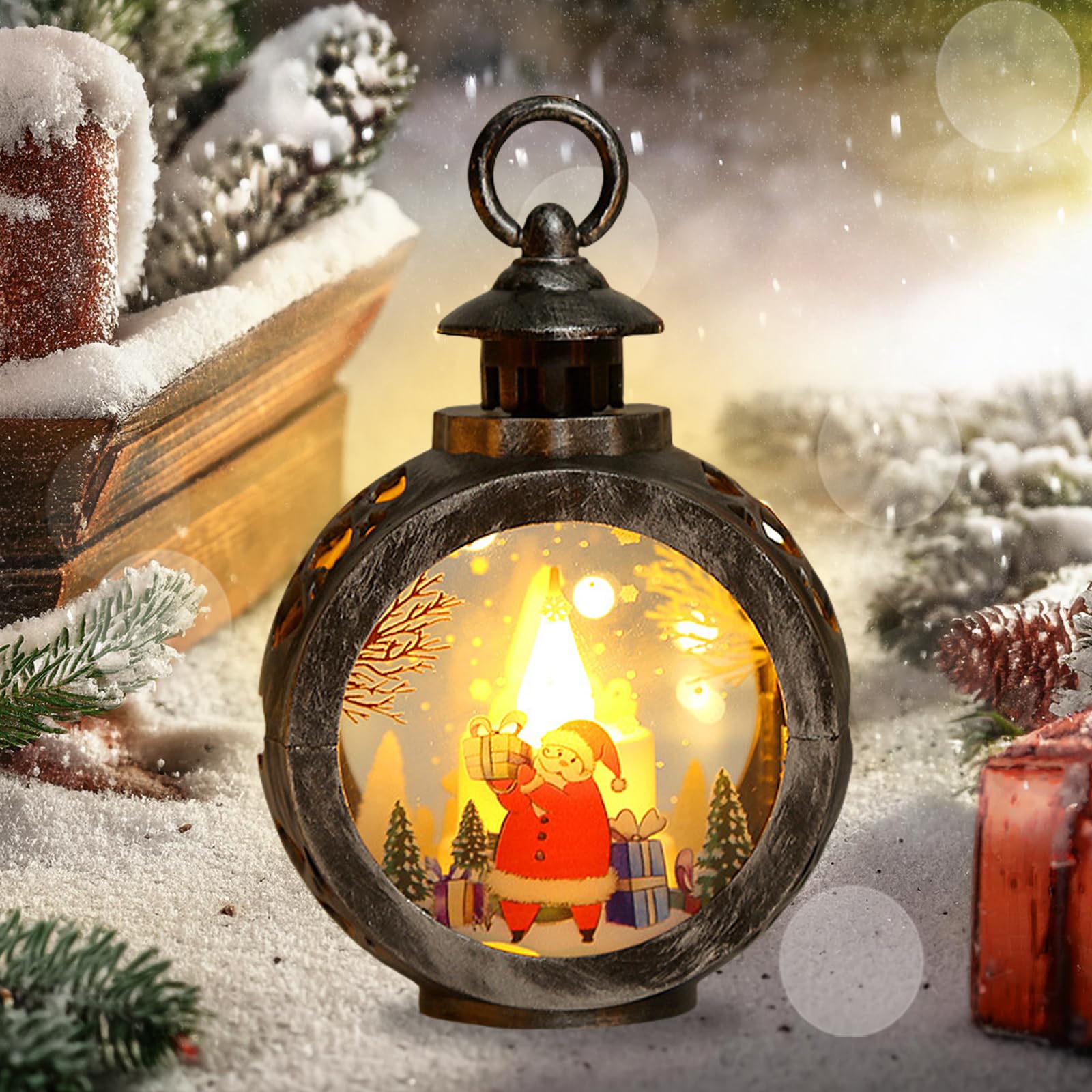 3 Lanternes De Noël LED Avec Neige – Décoration Festive, Piles Incluses, Sans Flamme - 10
