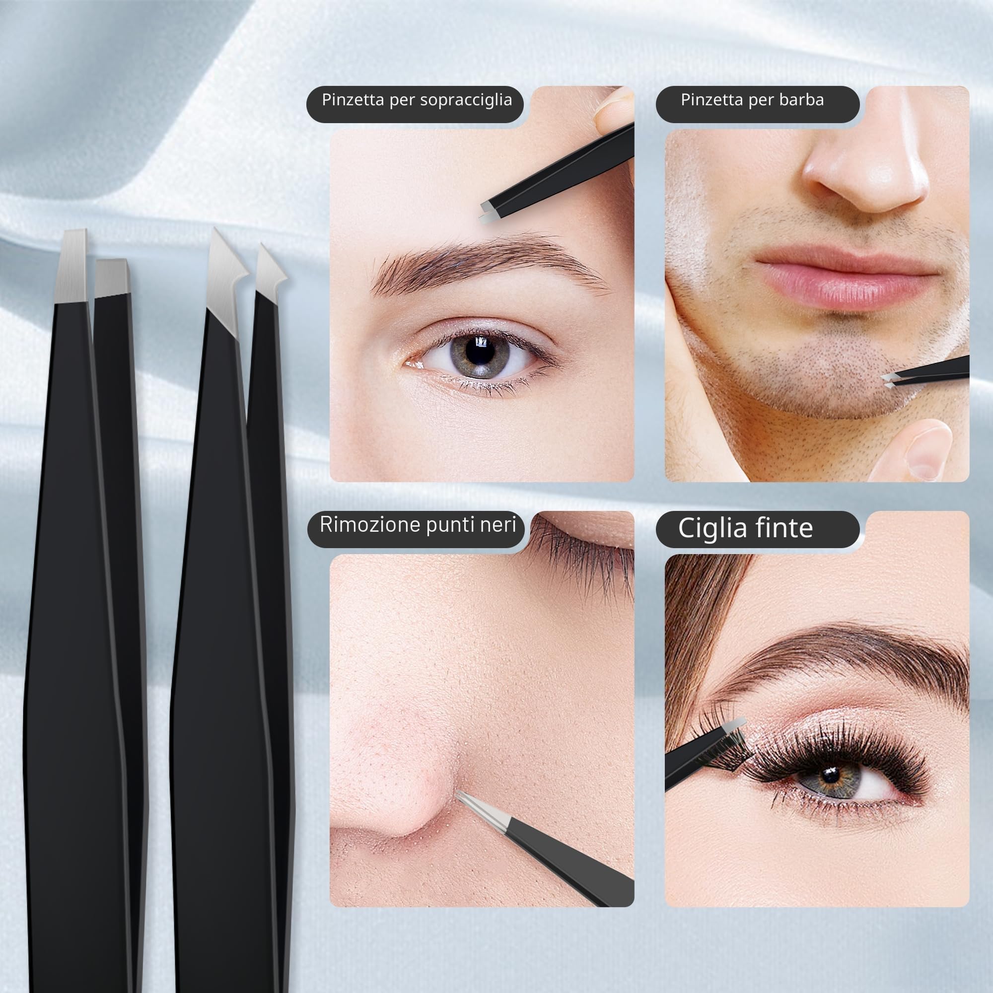 MIYADIVA Specchio ingrandimento 40x, rotondo compatto 8,9 cm, ventosa, pinzette in acciaio inox, perfetto trucco, sopracciglia, barba, viaggio
