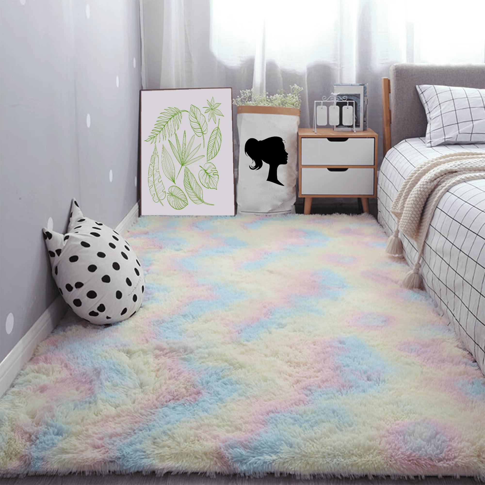 Tapis salon shaggy lavable pour une descente de lit douillette en chambre