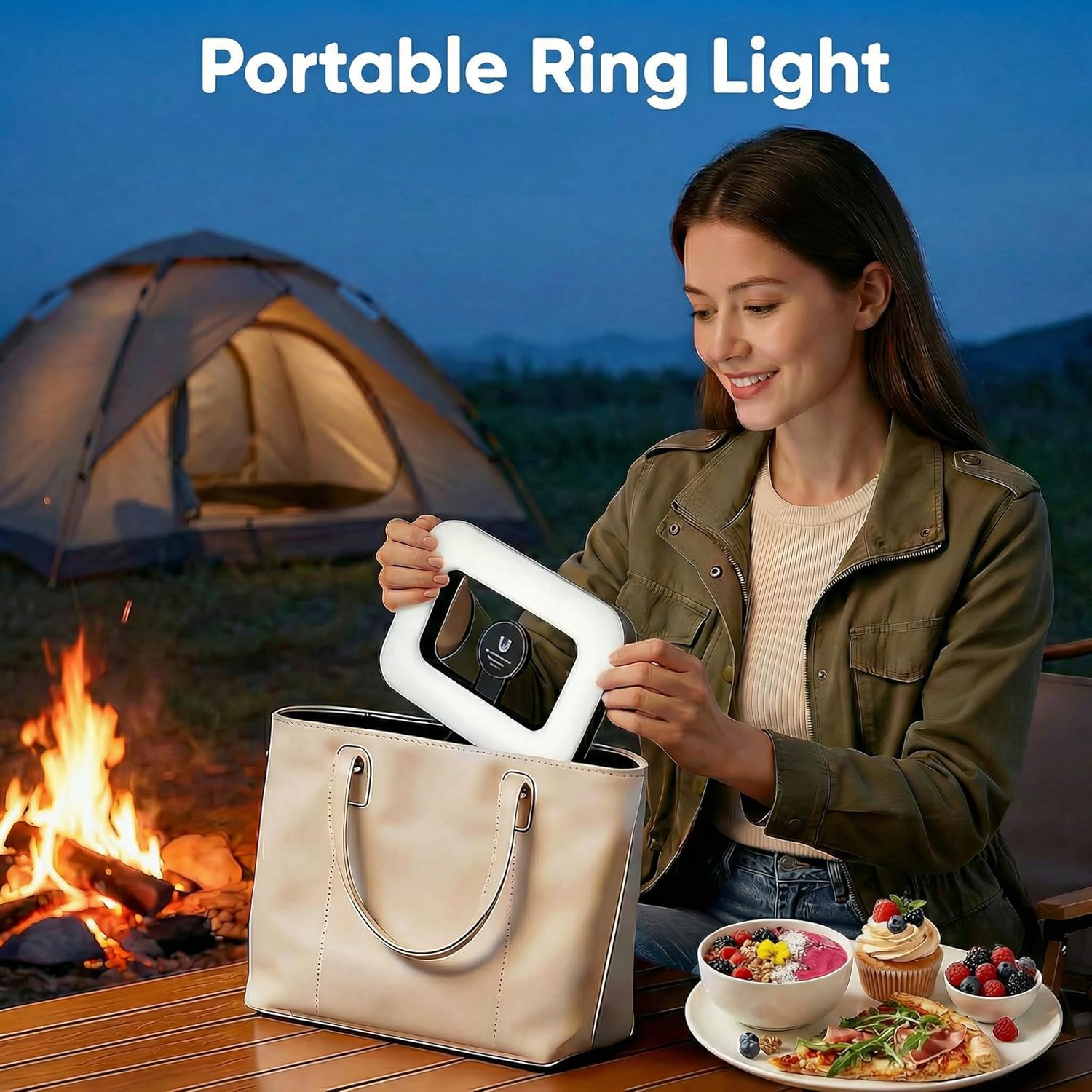 Ring Light for Phone, Magnetic Selfie Light with Tripod Stand, Rechargeable RGB Video Light, 10 Brightness Levels & 3 Cold Shoes for Recording, Vlogging, Influencers, Makeup