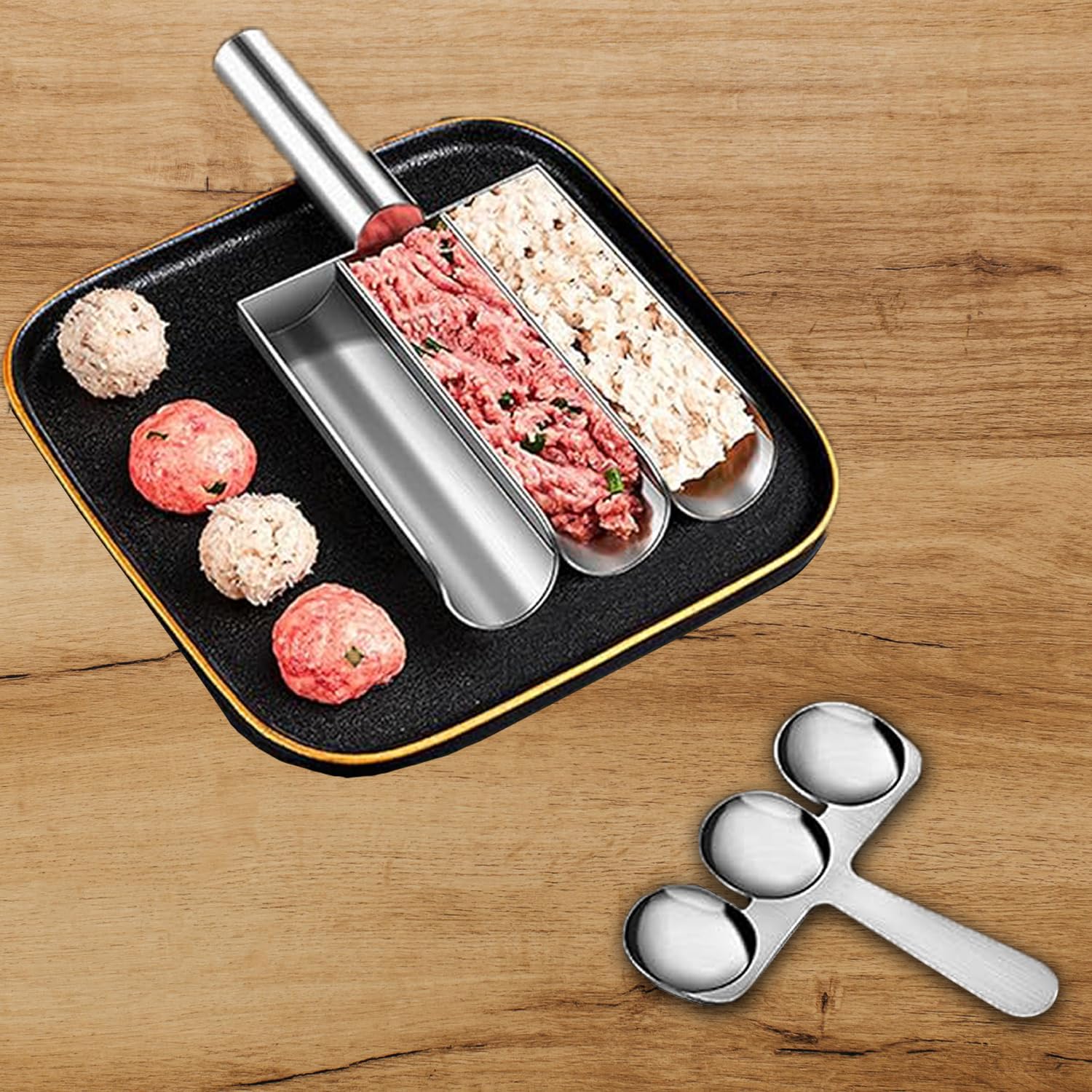 Fabrication De Boulettes De Viande, Machine à Boulettes Viande En Acier Inoxydable, Machine à Boulettes De Viande Antiadhésive, Acier Inoxydable Avec Grattoir Pour Boulettes De Poisson Et De Viande