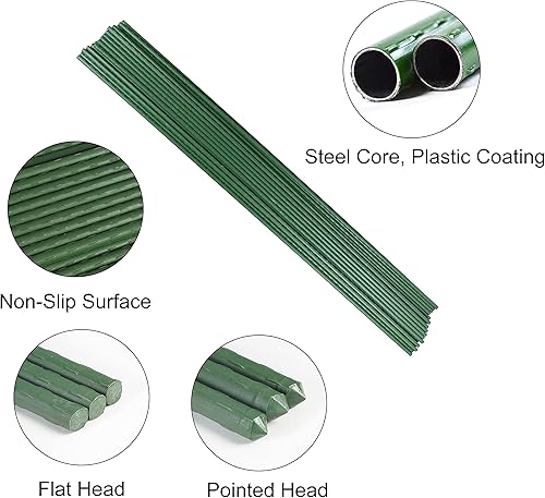 Miniatura 6 de Estacas de Jardín Garmeinea de 24 Pulgadas de Acero Recubierto de Plástico para Plantas Trepadoras en Crecimiento, Juego de 25
