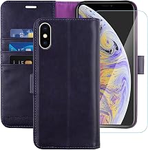MONASAY Wallet Case for iPhone Xs Max with 3 Card Holders - Purple | Kickstand,RFID Blocking,6.6 feet of shock absorption,PU Leather,Strong Magnetic Closure,Fits 6.5 inch ONLY,screen Protector