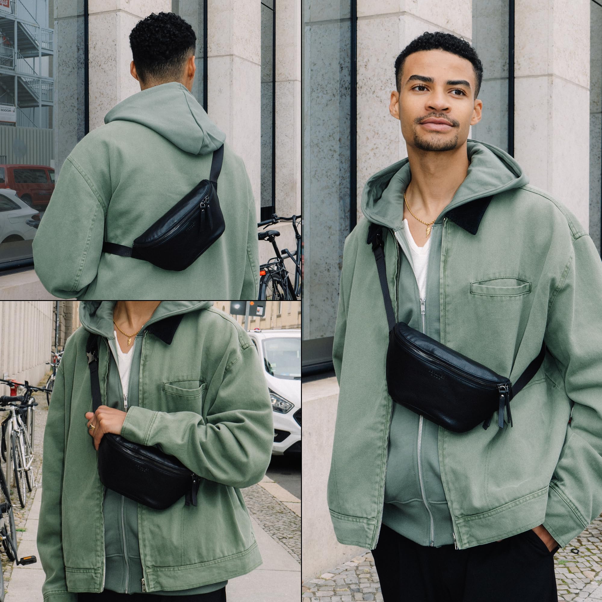 Berliner Bags Marsupio da Cintura Noah, Waist Bag Unisex Regolabile, Marsupio Uomo e Donna – Nero