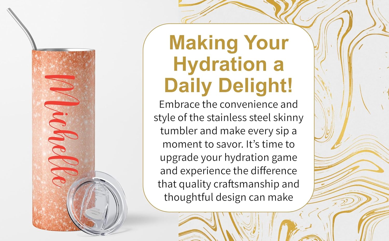 Personalized Tumbler with lid and straw | 20oz Stainless Steel Custom Tumblers | Personalized Gifts | Double Wall Insulated Cup for Hot, Cold Drinks | Tumbler Ombre Glitter effect with Name | 20oz Cup - Image 2