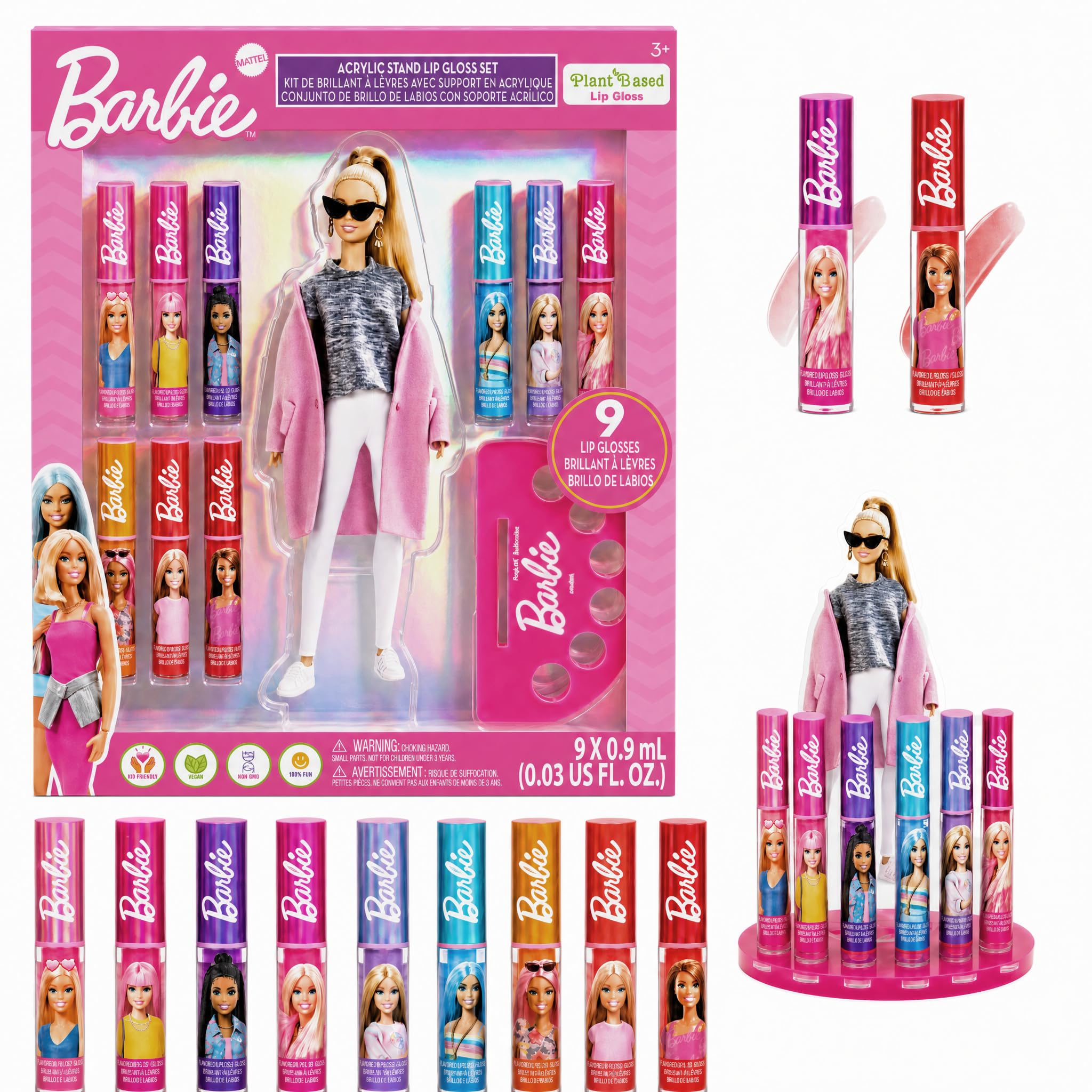 Barbie Brillo Labial Vegetal con Soporte Personaje Expositor