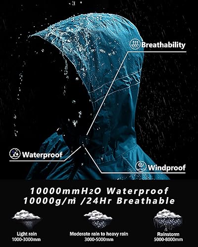 Miniatura 3 de Outdoor Ventures Chaqueta de lluvia plegable para mujer, ligera, impermeable, con capucha, chaqueta de ciclismo