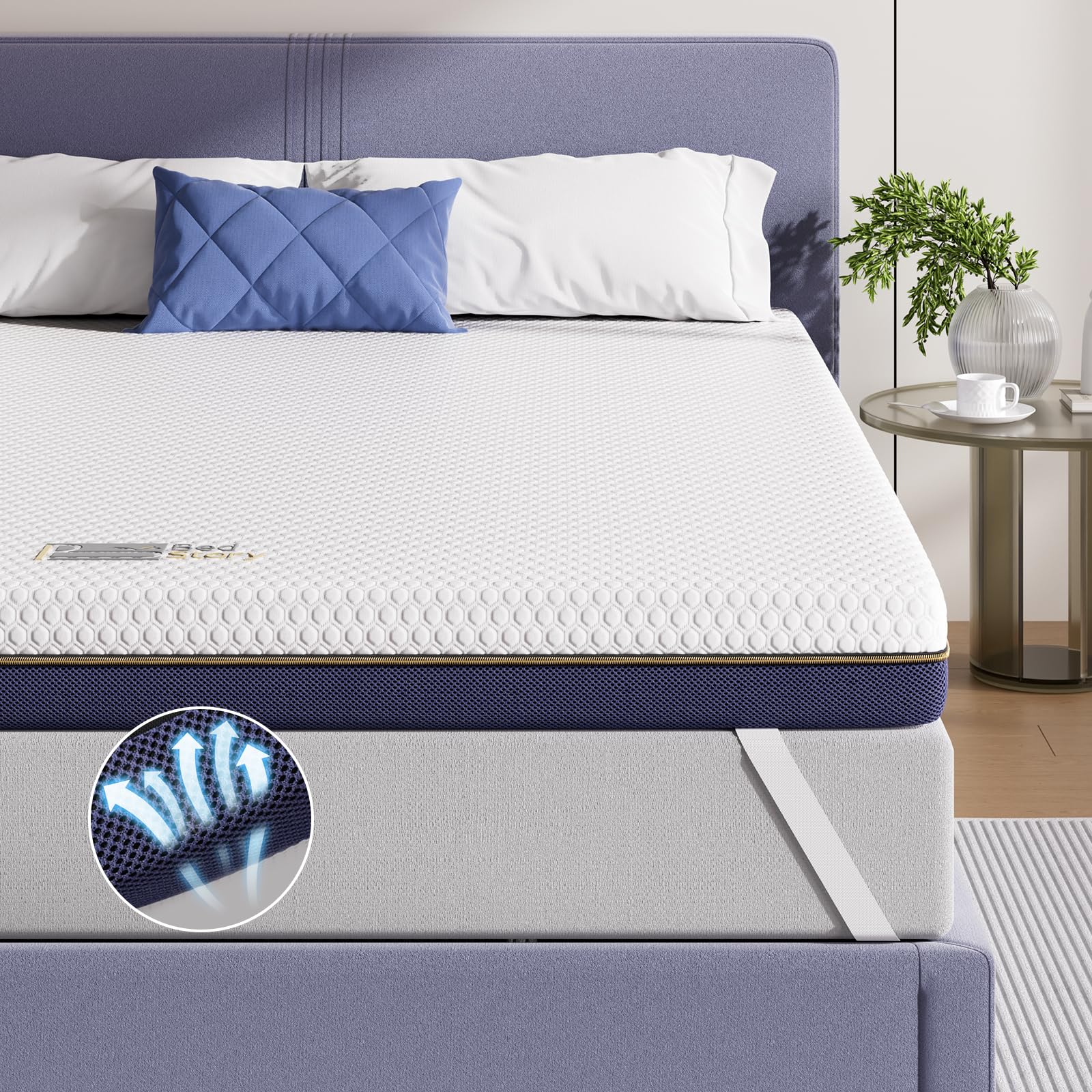 BedStory Topper, Gel Memory Foam mit Kaltschaum Topper