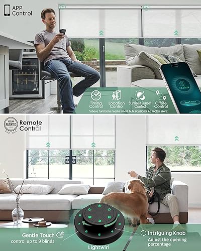 Miniatura 35 de Yoolax Persianas motorizadas con control remoto, persianas inteligentes opacas para ventanas, persianas enrollables motorizadas, persianas Tela