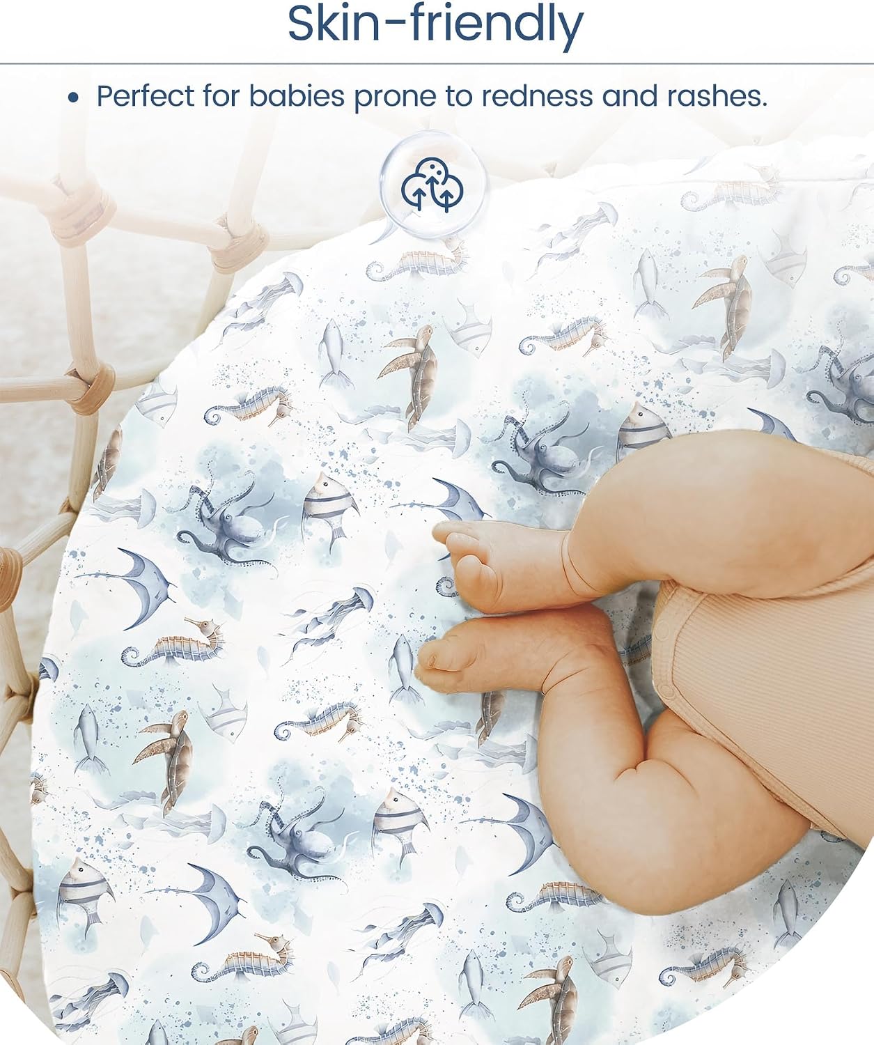 Pack and Play Sheets Fitted, Ultra Soft Mini Crib Sheets Boy, Neutral Pack N Play Mattress Sheets Hypoallergenic and Soothing, Premium Jersey Playard Sheets, Safari Animals, 2 Pack image 4
