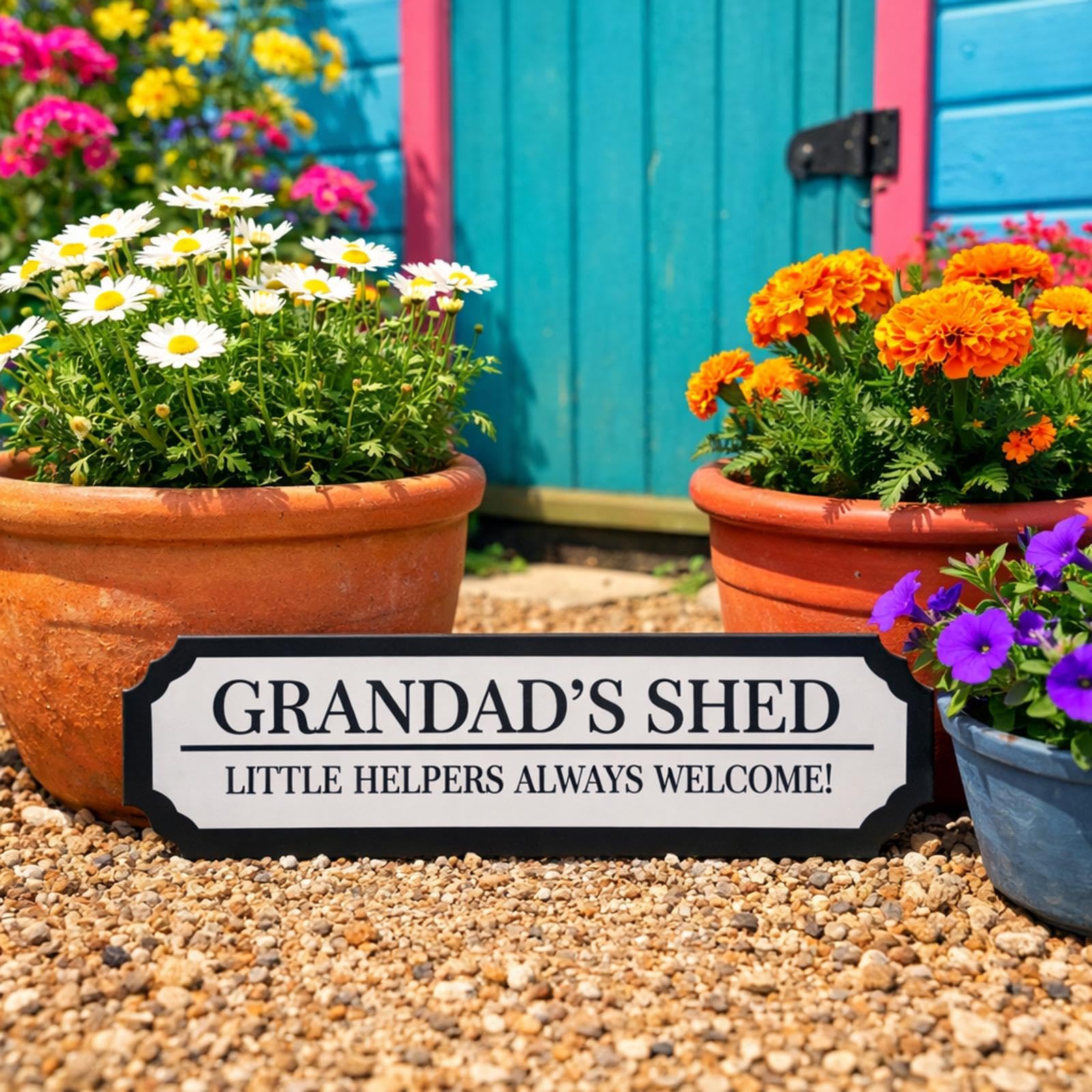 Luck and Luck Personalised Grandad's Shed Road Sign Small Acrylic Wall Plaque Name Gift Sign (39 cm)