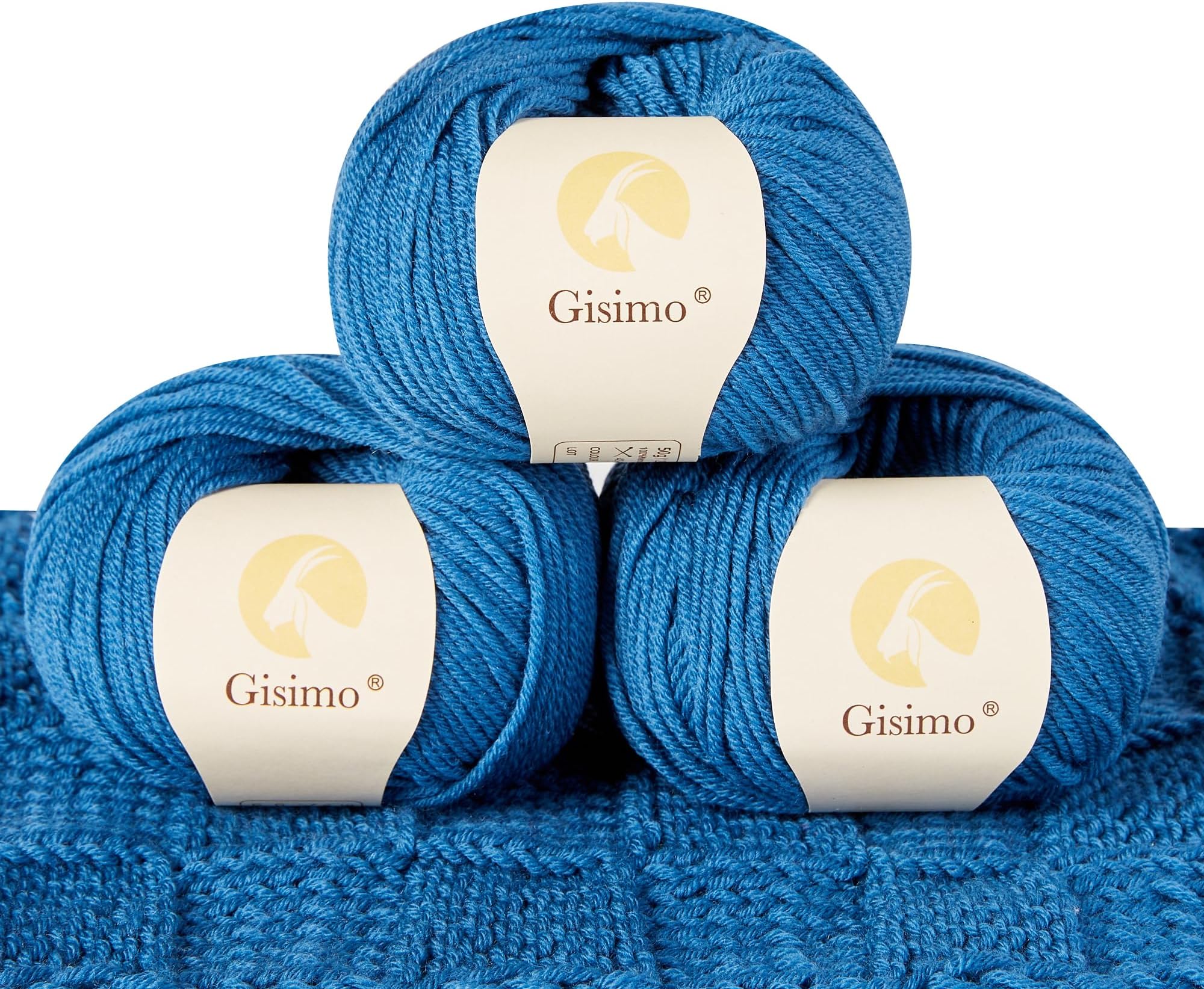 100% Merino Wool Yarn, 6-Ply Luxurious and Soft Yarn for Hand Knitting & Crocheting, 1.76 OZ/50g, 127 yds/116 Meters(Jazz Blue, 3 Balls)