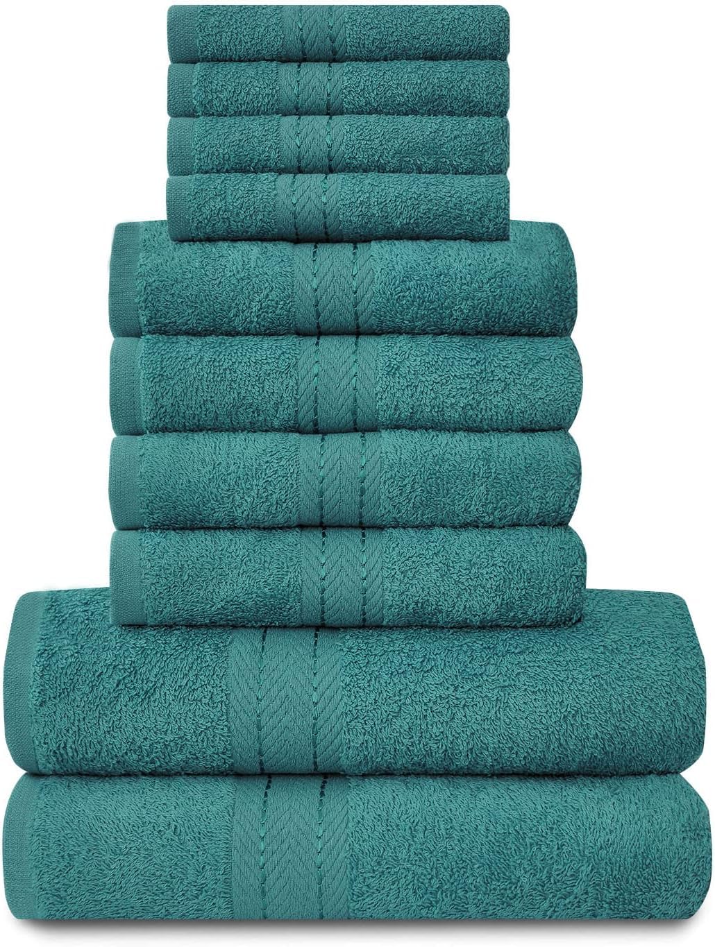 GC GAVENO CAVAILIA Towels Family Bale Set - 10 Piece 100% Egyptian Cotton, 4x Face 4x Hand 2x Bath Towel, Premium Quality Highly Water Absorbent Bathroom Accessories, Machine Washable, Teal โ image 1