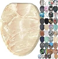 Vista 11 de SANILO Asiento de inodoro de madera con cierre suave [alargado] – Asiento de madera moldeada decorativo, silencioso y de cierre lento – Con fuertes