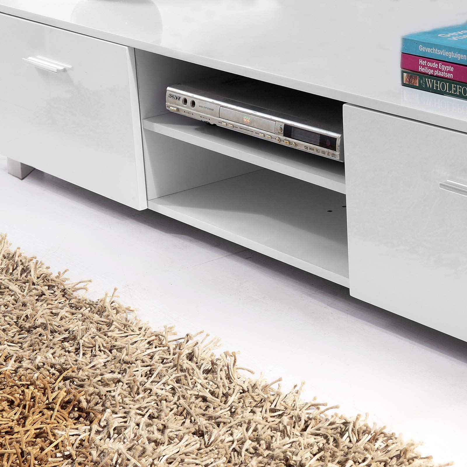 Buy Voilamart TV Unit 160CM for Living Room Bedroom High Gloss White TV Stand Lowboard