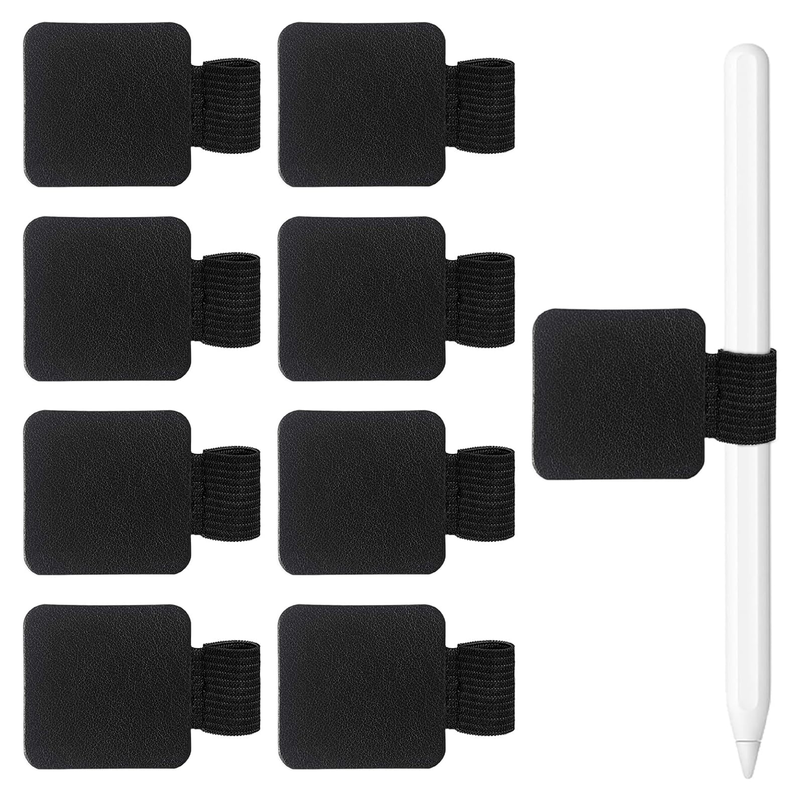 qingmeng Pen Loop Self-Adhesive Pack of 8 Pen Holders Self-Adhesive Pen Loop Pen Holder Notebook Black Pen Ring Holder with Elastic Loop Rectangular for Diary Calendar Notebook