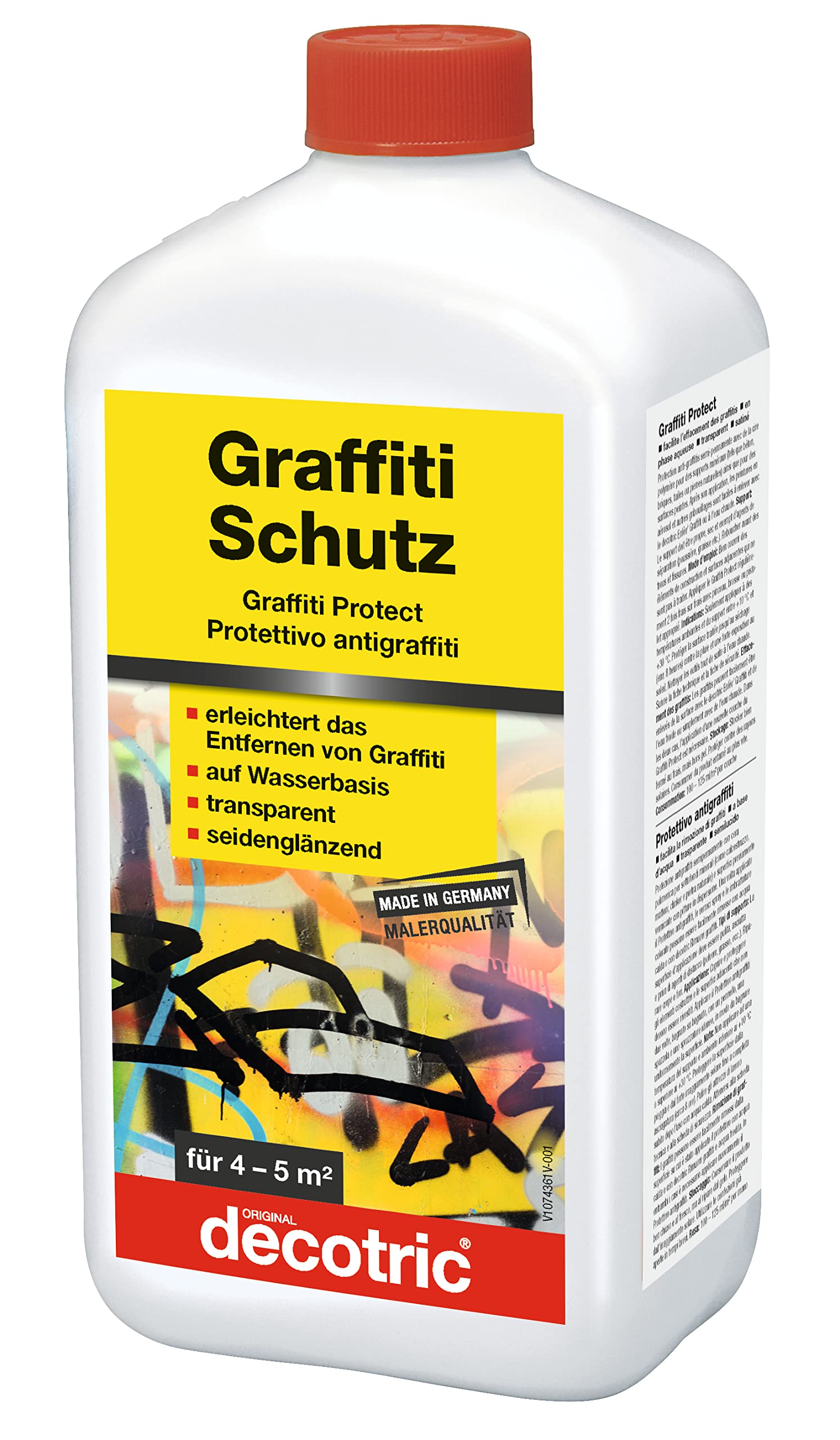Decotric Protection anti-graffiti 1 l | facilite l'élimination des graffitis | à base d'eau | transparent | satiné