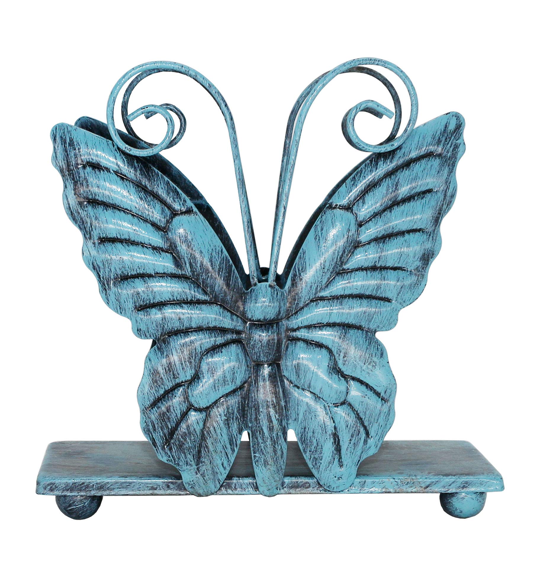 Servilletero de metal con diseño de mariposas para cocina con dispensador de pañuelos independiente