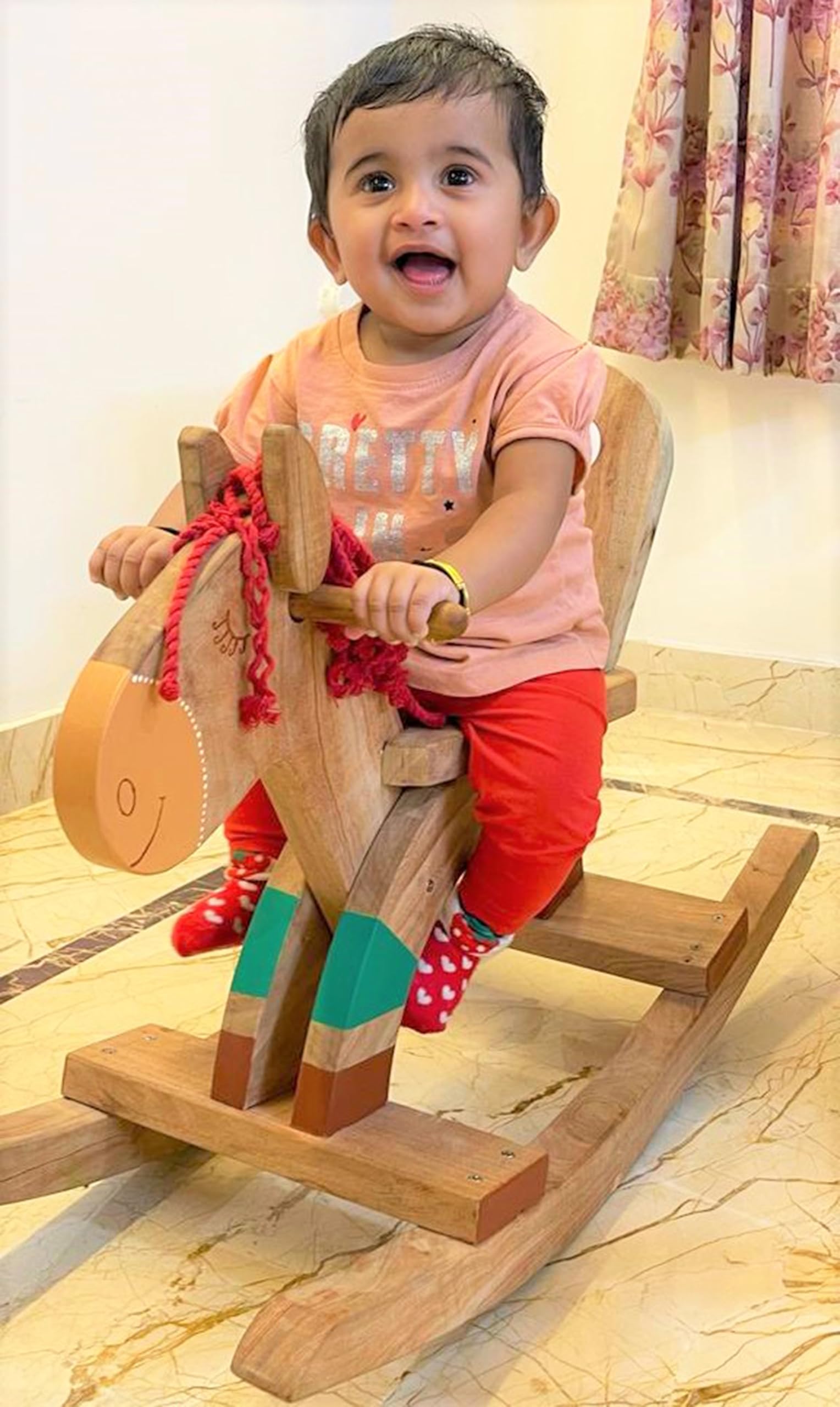 Neemtoys® Pure & Solid Neem Wooden Rocking Horse - Durable & Long-Lasting, Perfect for Kids Aged 1 to 5 Years, Classic Design Promoting Balance & Fun Play, Crafted to Last for Decades