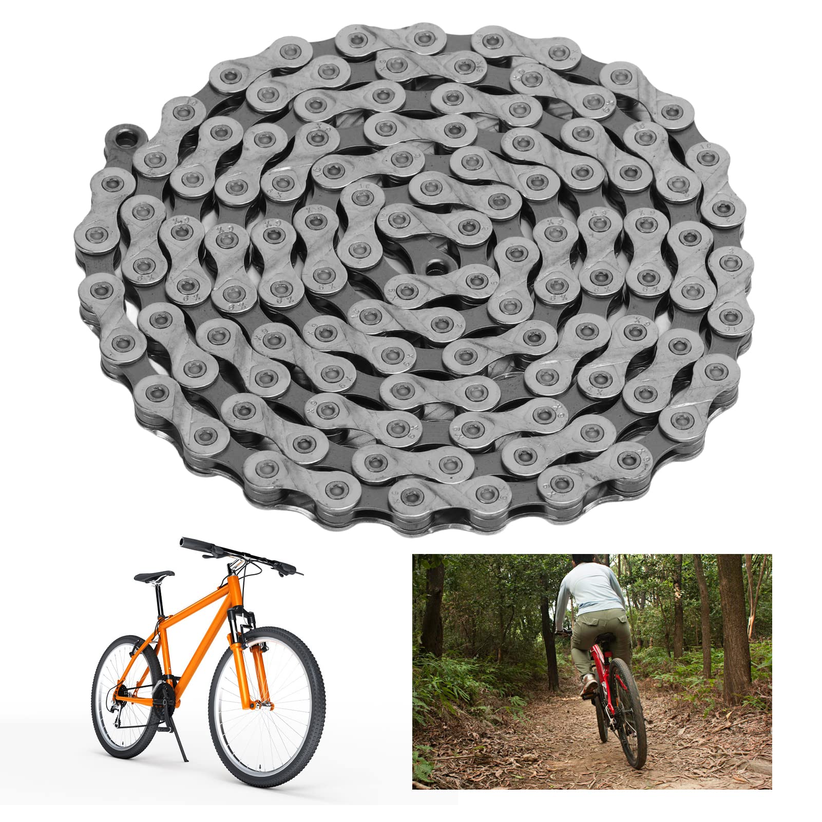 Catena per Bici a 9 velocità, 116 Maglie Acciaio Legato Ad Alta Resistenza Antiruggine Anticorrosione, con Resistenza All'usura Migliorata Basso Rumore, per Bicicletta da Strada