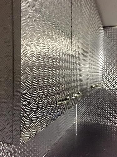 Miniatura 8 de Placa de diamante industrial con acabado cromado metálico, lámina inferior de vinilo, rollo adhesivo para estantes, paredes y pisos (plata, 17.8