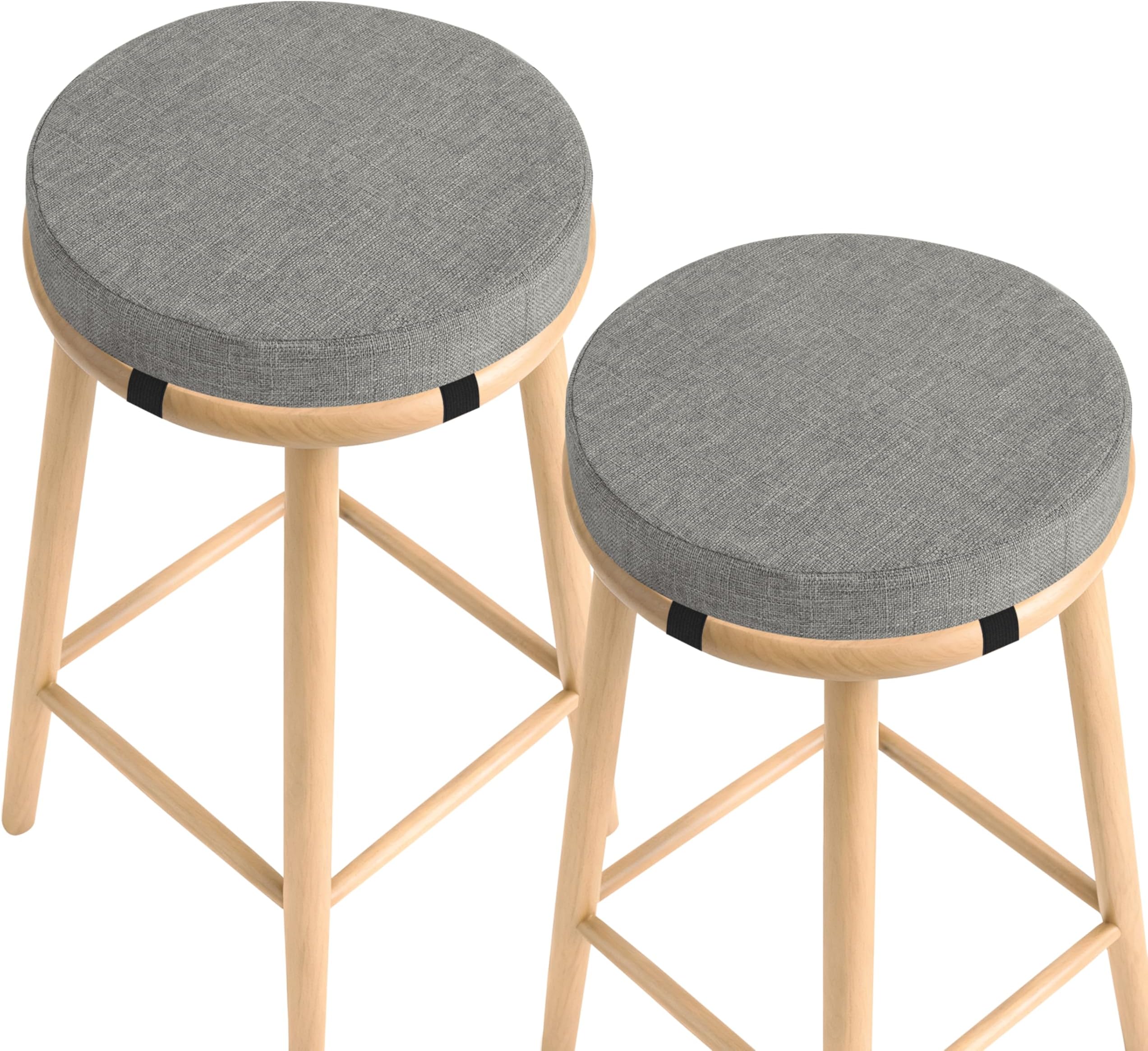 Round Bar Stool Cushions 2 Pack Bar Stool Seat Cushion Non Slip Round chair pads with Removable and Washable Cover 12x12 Inch Light Grey