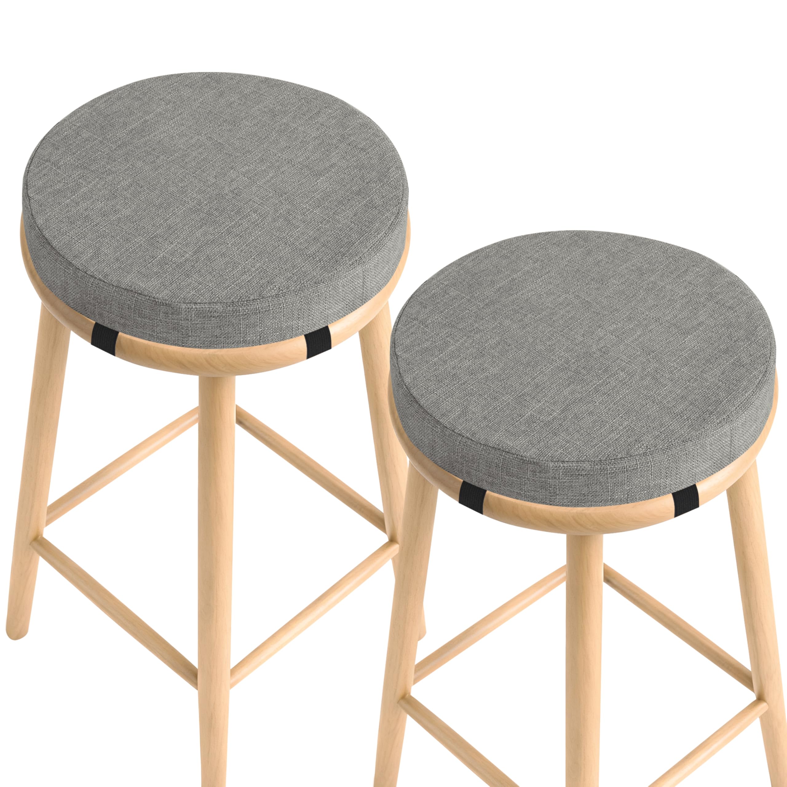 AddGrace Round Bar Stool Cushions 2 Pack Bar Stool Seat Cushion Non Slip Round chair pads with Removable and Washable Cover 12x12 Inch Light Grey