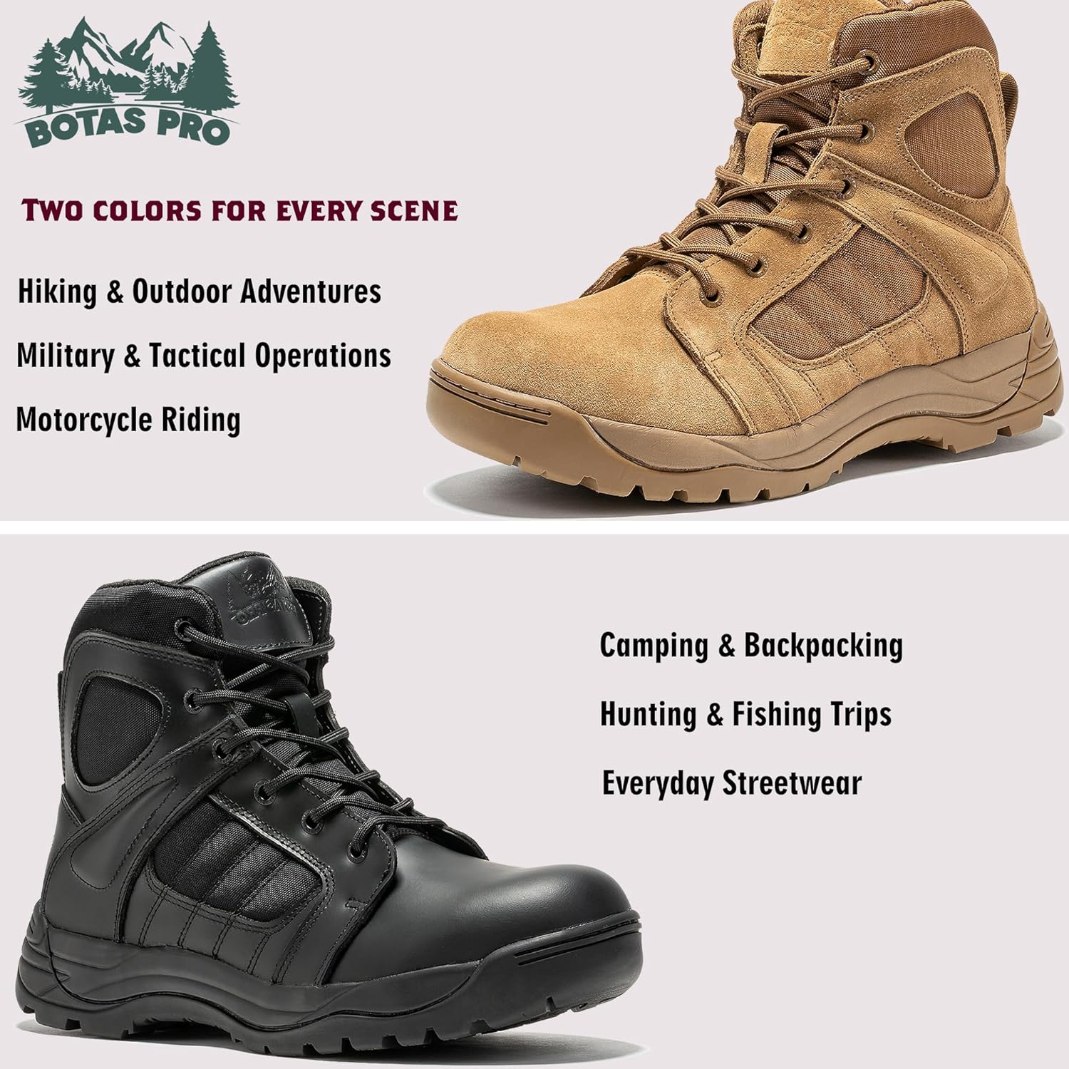 Mens Tactical Boots Side Zipper 6 Inch Lightweight Comfortable Military Tactical Boots Army Boot(BMP111) - Image 4