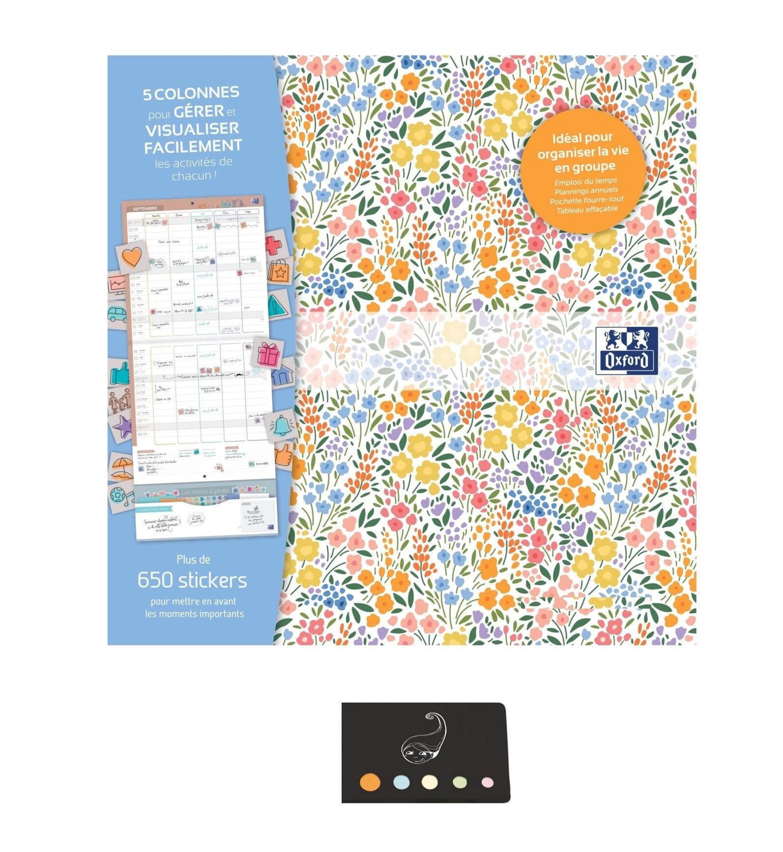 Blumie Shop Set of Family Calendar "Bien S'Organise" September 2024 to December 2025 + 1 Blumie Index (30 x 30 cm, 16 Months, White)