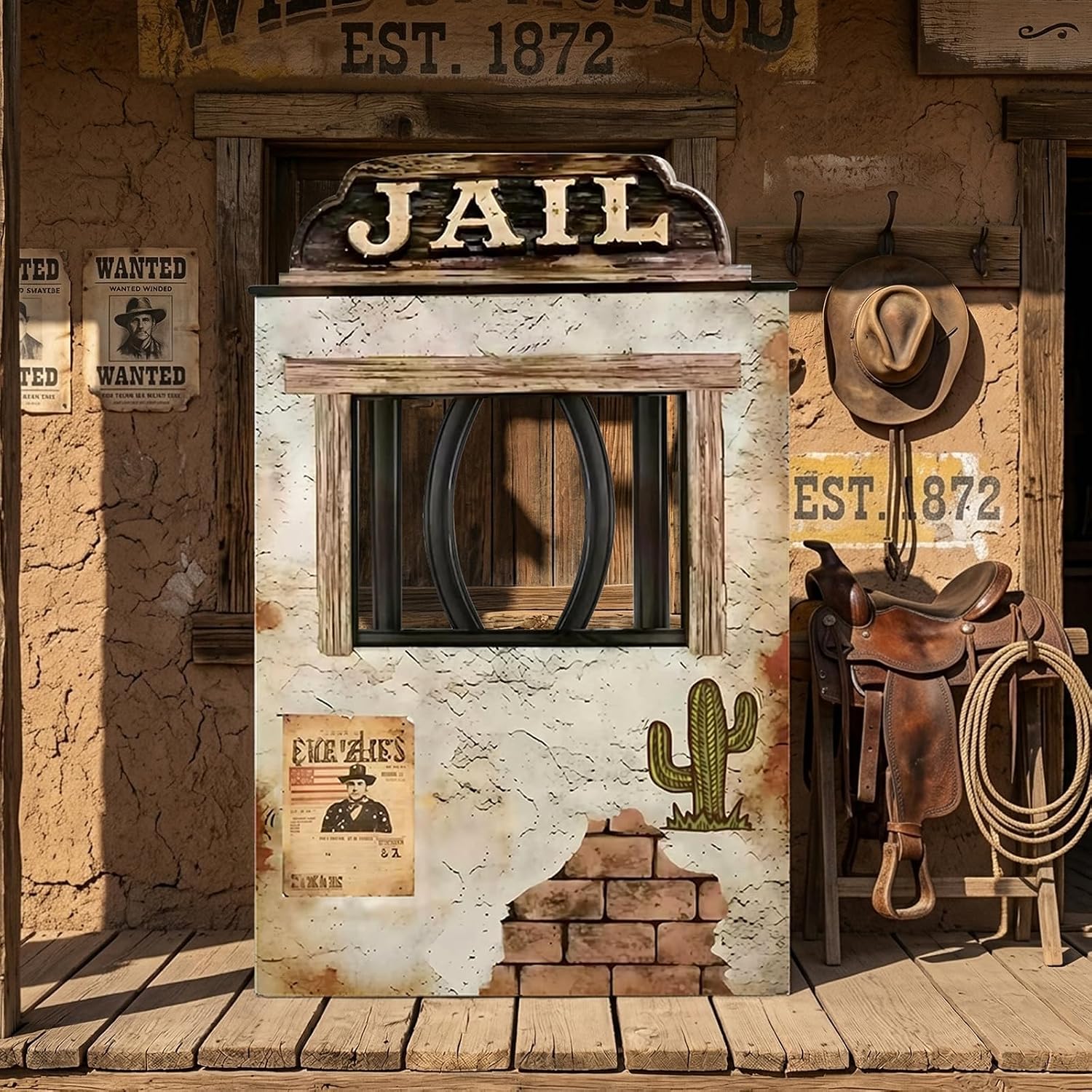 Large Western Jail Theme Photo Booth Prop, 5 Ft