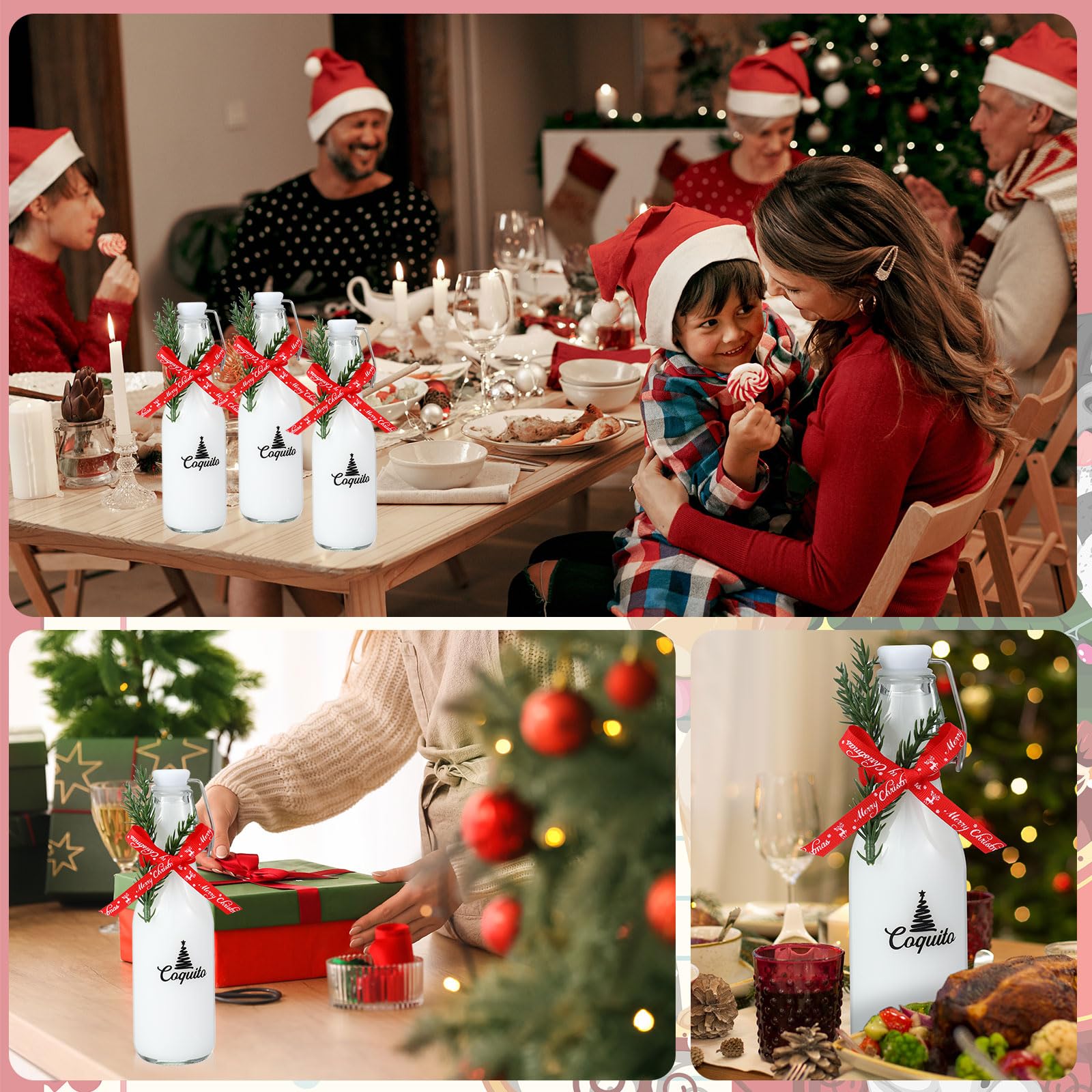 Amazon.com: Sieral 12 Pack Christmas Coquito Glass Bottle 8oz