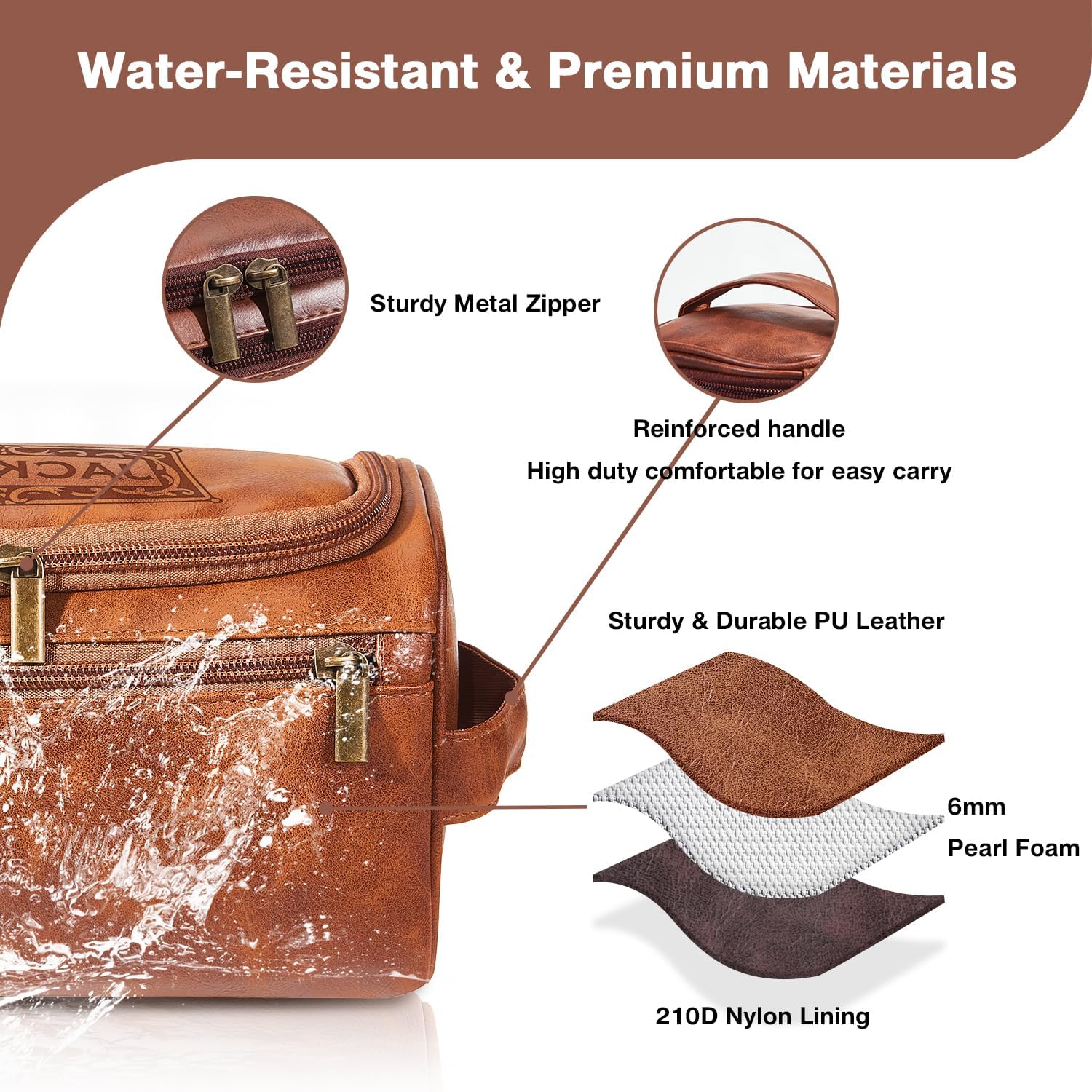Neceser de piel personalizado para hombre con gancho, regalos para padrinos de boda, bolsa de viaje con nombre grabado con láser, regalo de cuero con monograma, regalo de aniversario para él, marido