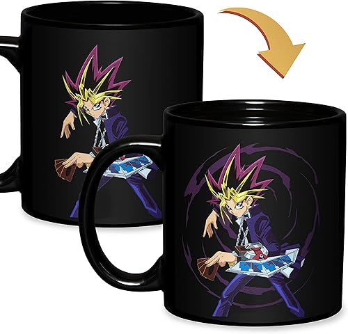 Miniatura 3 de Surreal Entertainment YU-GI-OH - Taza de café de cerámica con cambio de calor de Yugi y Mago Oscuro, color negro