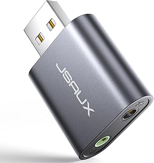 USB Audio Adapter, JSAUX USB to Audio Jack Sound Card Adapter with 3.5mm TRRS Headphone and Microphone External USB Sound Card Compatible with Laptop, Desktops, Windows, MAC, Linux, PC, PS5, PS4