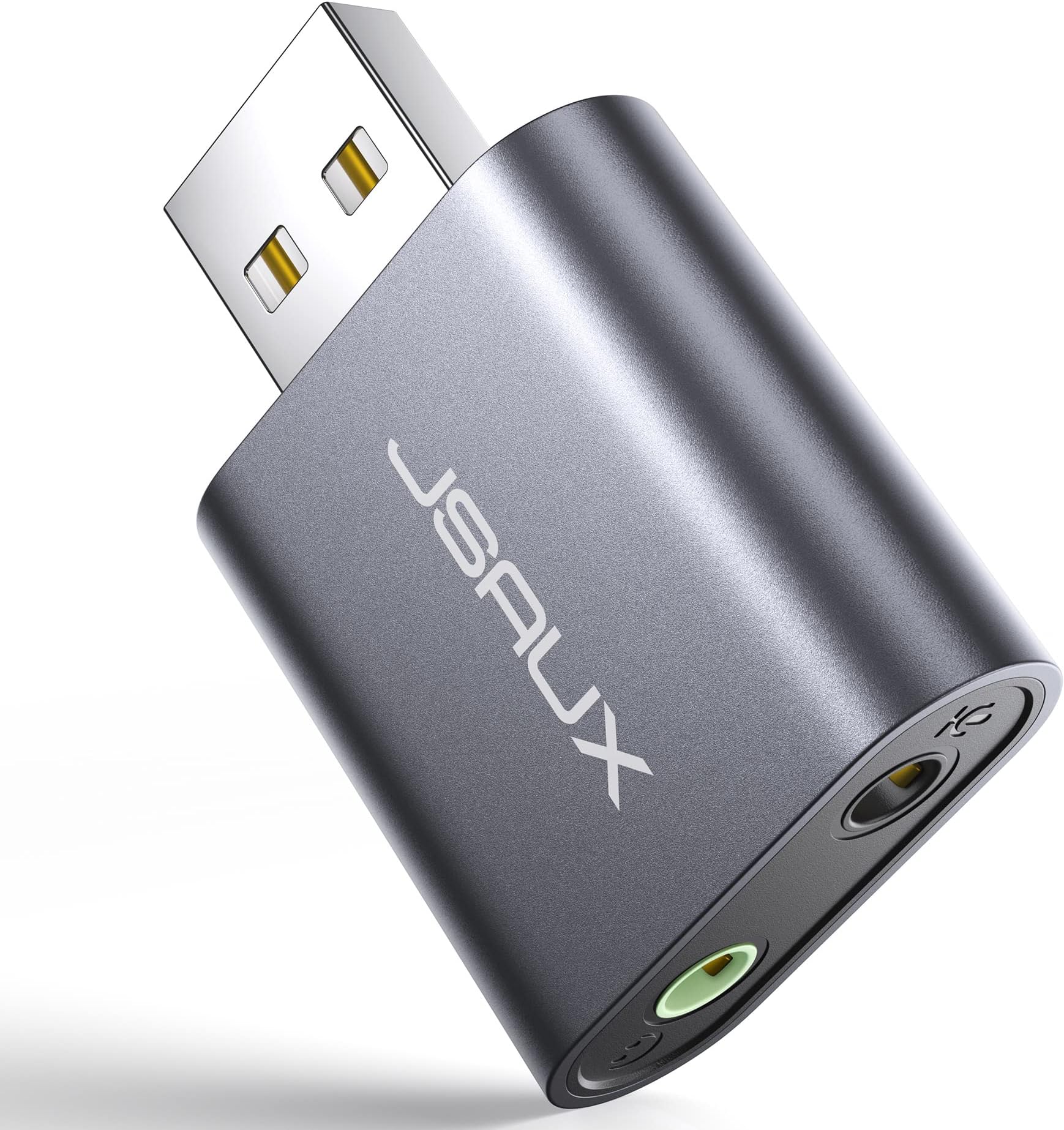 USB Audio Adapter, JSAUX USB to Audio Jack Sound Card Adapter with 3.5mm TRRS Headphone and Microphone External USB Sound Card Compatible with Laptop, Desktops, Windows, MAC, Linux, PC, PS5, PS4