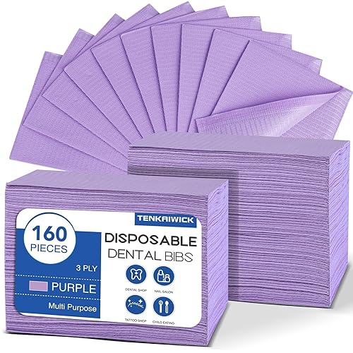 Paquete de 160 baberos dentales desechables de 13 x 18 pulgadas, 3 capas impermeables, para salón de uñas, clínica dental, alimentación, tienda de