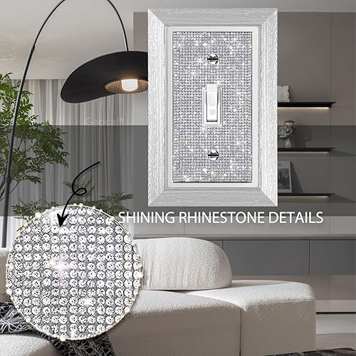 Miniatura 3 de Gaocai 1 placa de pared con diamantes de imitación brillantes, placa de cubierta de interruptor de luz, placa de pared decorativa de una sola
