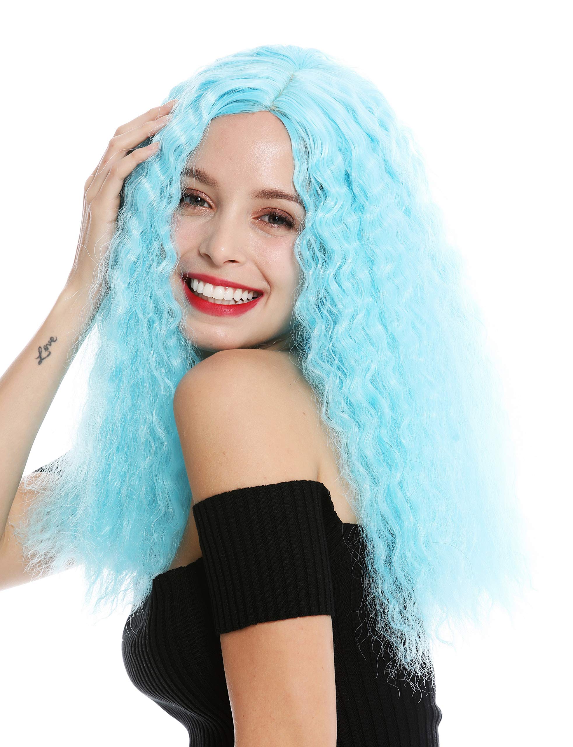 WIG ME UP, YZF-7304-T4516 women's quality wig very long voluminous frizzy curls middle parting blue, Ice blue (T4516) - Image 3