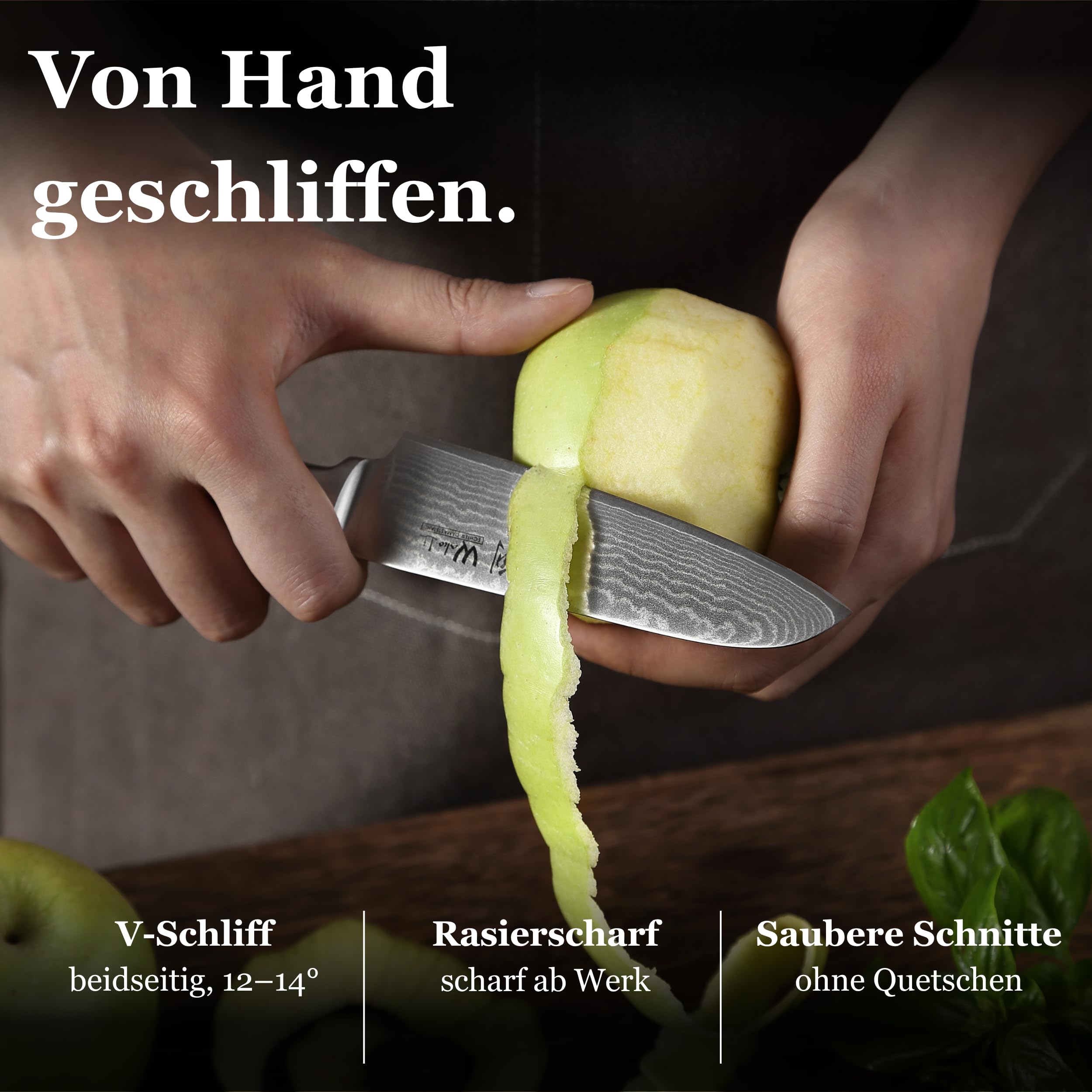 Wakoli EDIB Damastmesser Santoku 12,5 cm Klinge – Kleines Damast Küchenmesser aus 67 Lagen Damaststahl mit VG10-Kern (60 ±2 HRC) – Scharfes Santoku Messer mit Pakkaholzgriff in Geschenkbox