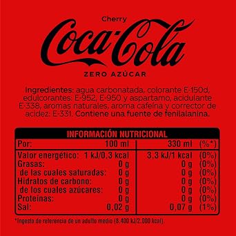 Coca Cola Zero Cherry Cans, 330 ml
