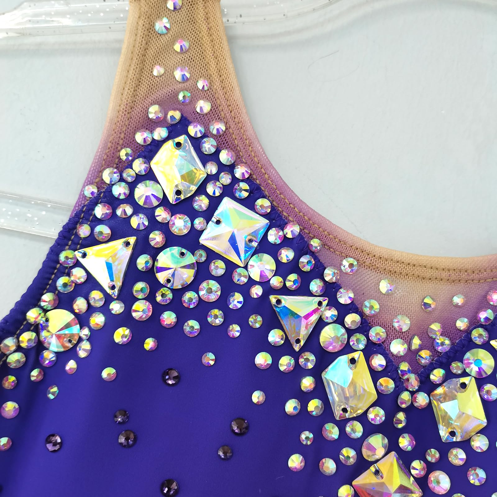 LIUHUO Mallas de gimnasia rítmica, a la moda, cómodas, de malla, color morado, elegantes