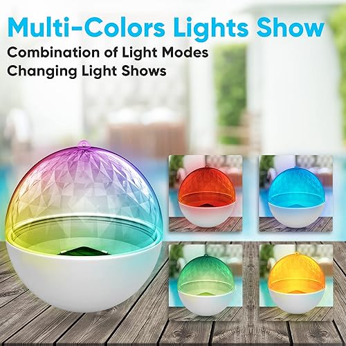 Miniatura 3 de Pyle PLSLD5.5 - Luces solares flotantes para piscina con 3 colores cambiantes, se carga en la luz solar y se ilumina automáticamente por la noche,