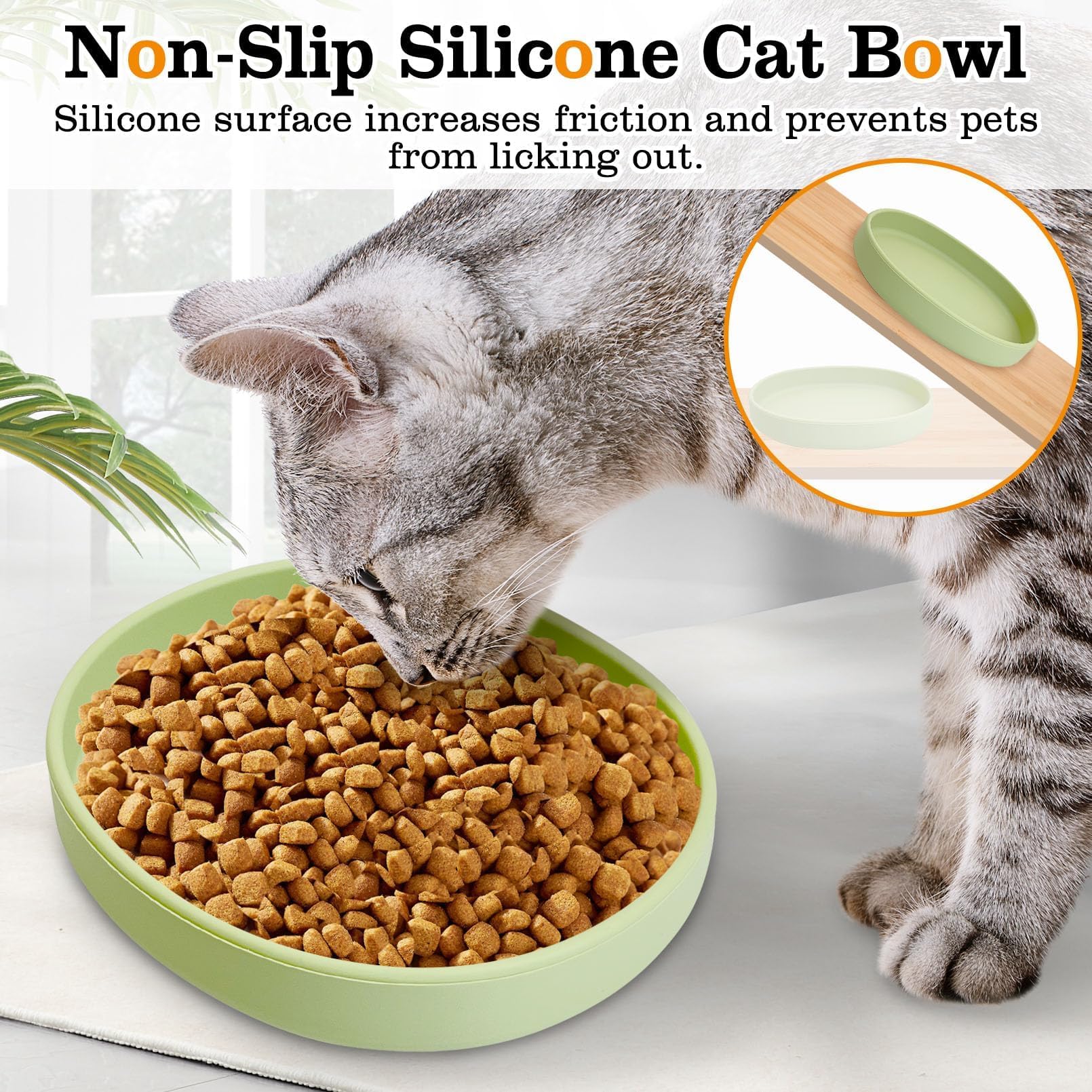 BNOSDM Katzennapf aus Silikon, rutschfest, für Trockenfutter und Nassfutter, flache Entlastung, Schnurrhaar, Müdigkeit, Haustiernäpfe, Teller-Set für Kätzchen, kleine Katzen und Hunde, 2 Stück