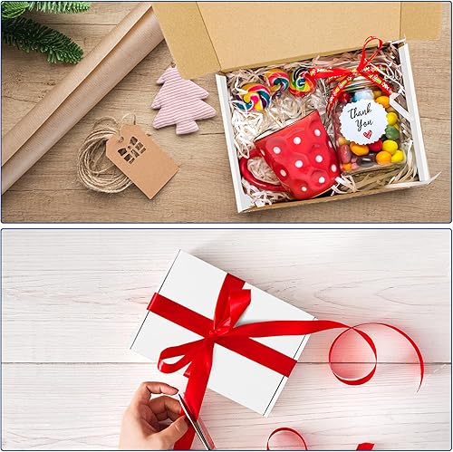 Miniatura 7 de Paquete de 25 cajas de envío, caja pequeña de cartón corrugado blanco para envíos de negocios, regalos, decoraciones, papel kraft blanco y marrón (7