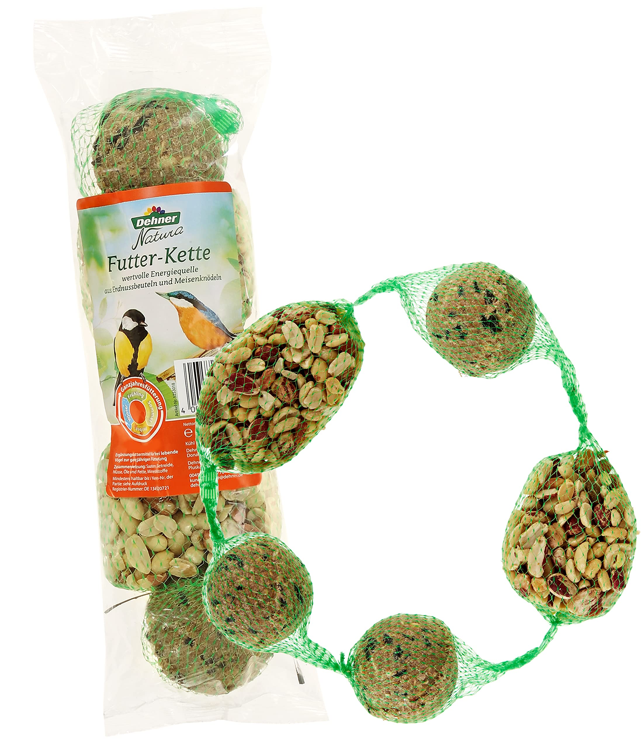 Dehner Natura Wildvogelfutter Starterset, Meisenknödel-Ring und Futtermix, 5-teilig