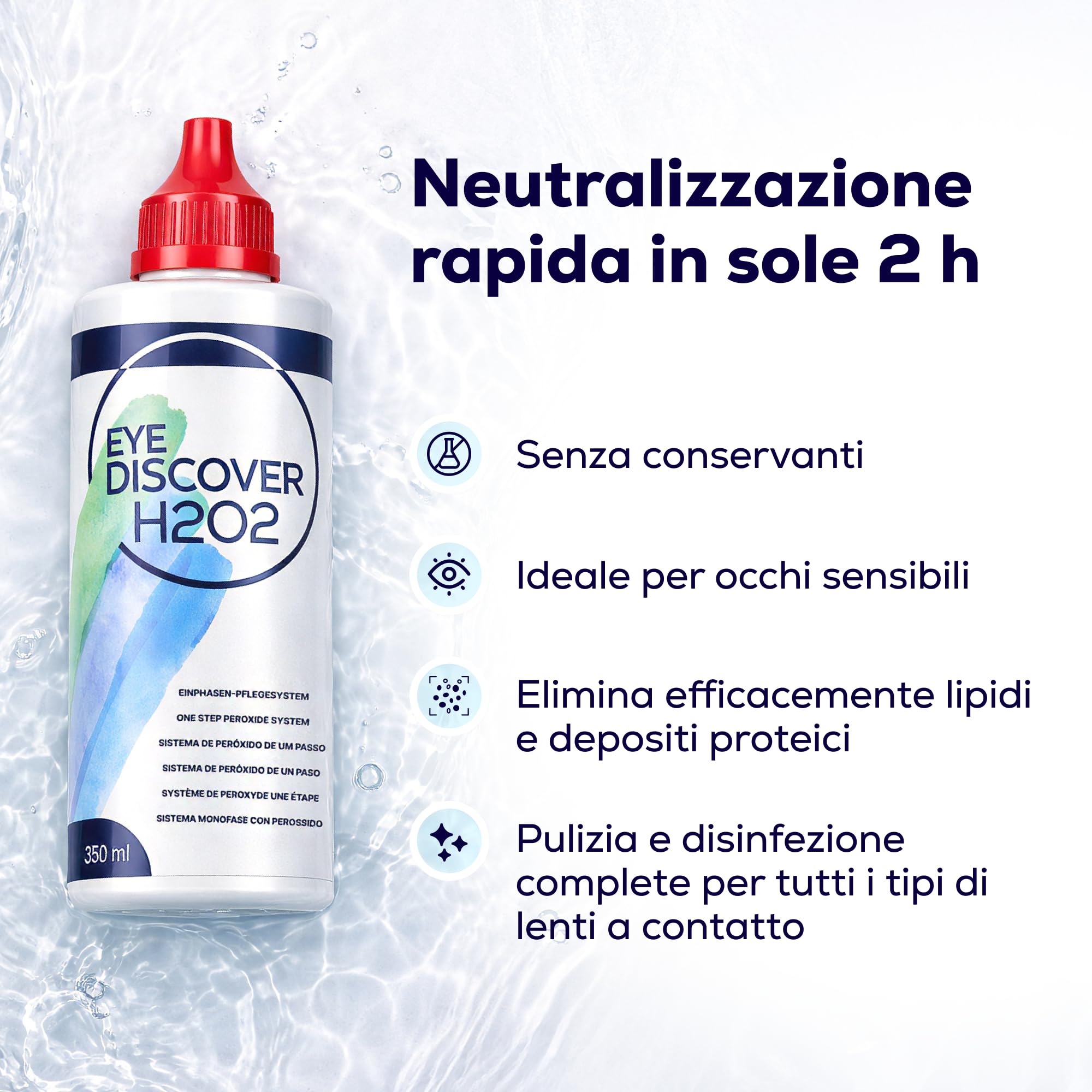 Soluzione al Perossido per Lenti a Contatto con Compresse Neutralizzanti e Portalenti Specializzato per Pulizia Profonda e Disinfezione, 2 x 350 ml
