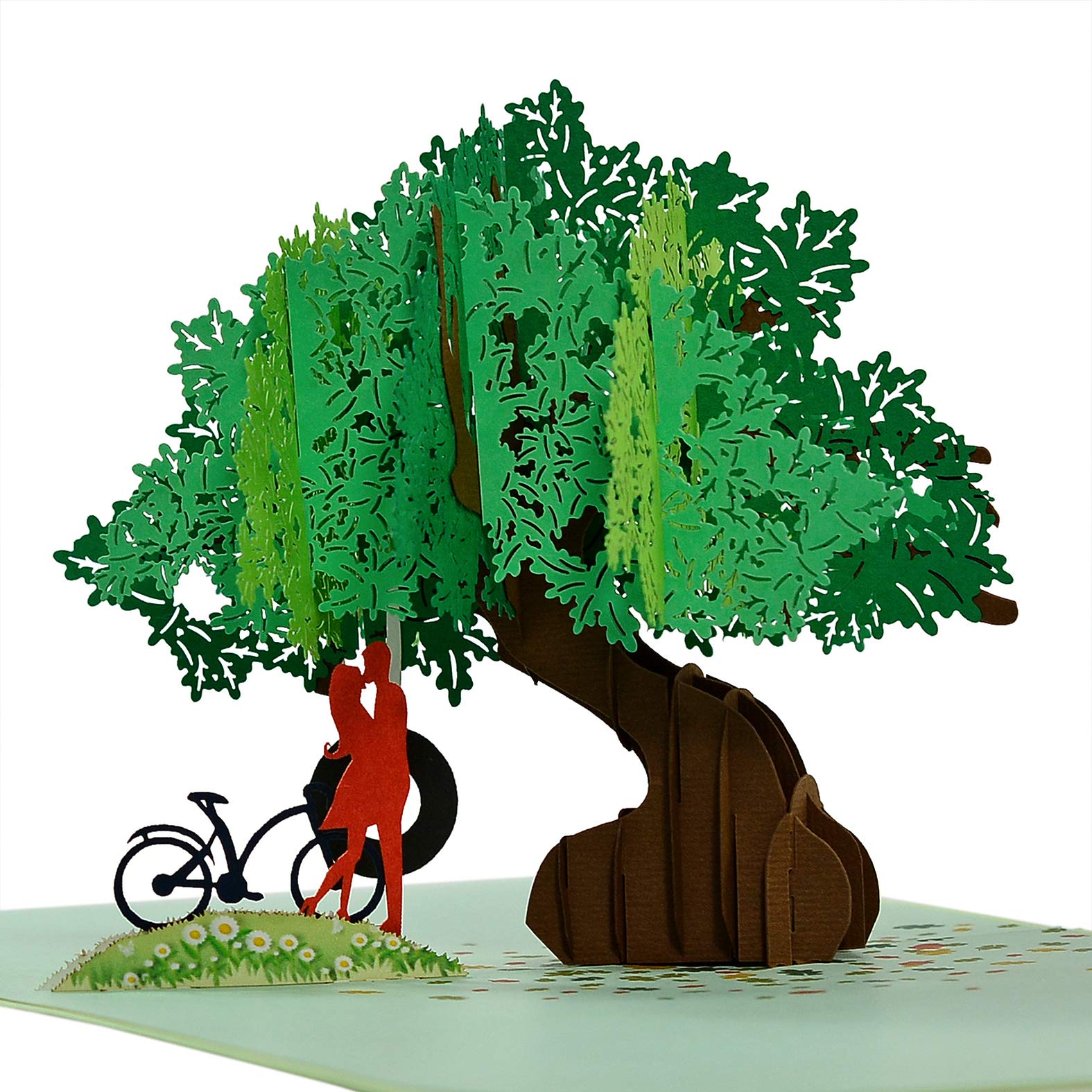Couple Kiss and Bike Scene 3D Pop Up Card,Romantic and Delightful surprise card for Her, Girlfriend, Wife,Him, Boyfriend,Husband. Perfect for Valentine’s Day, Birthday’s,Thank you 15cmx15cm — image 1