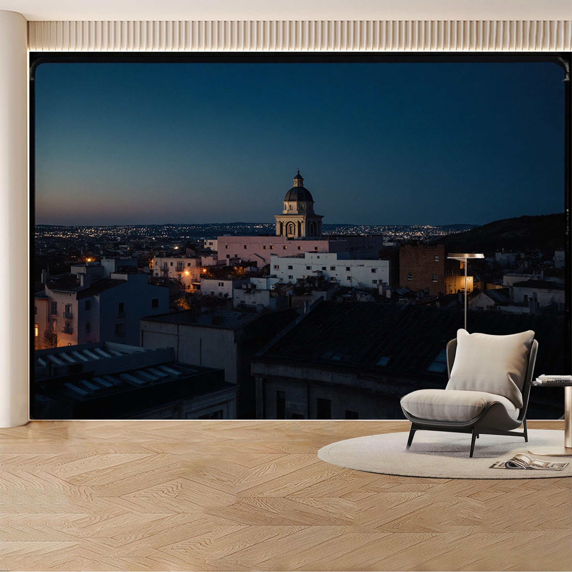 Custom Wall Mural Wallpaper Cityscape Skyline 3D Effect Wall Decor Large Wall Art Sunset Luxury Removable SelfAdhesive Large Photo for Living Room， Bedroom， Office
