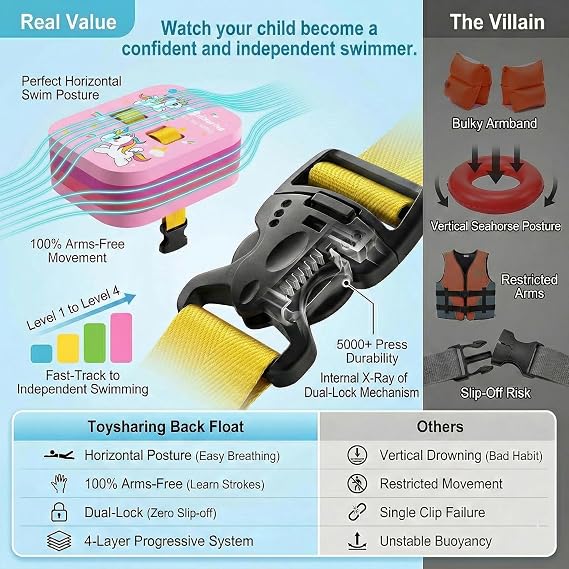 Swim Float Girl Safety Training: Secure Dual-Lock Buckle 140 lb Test Lesson