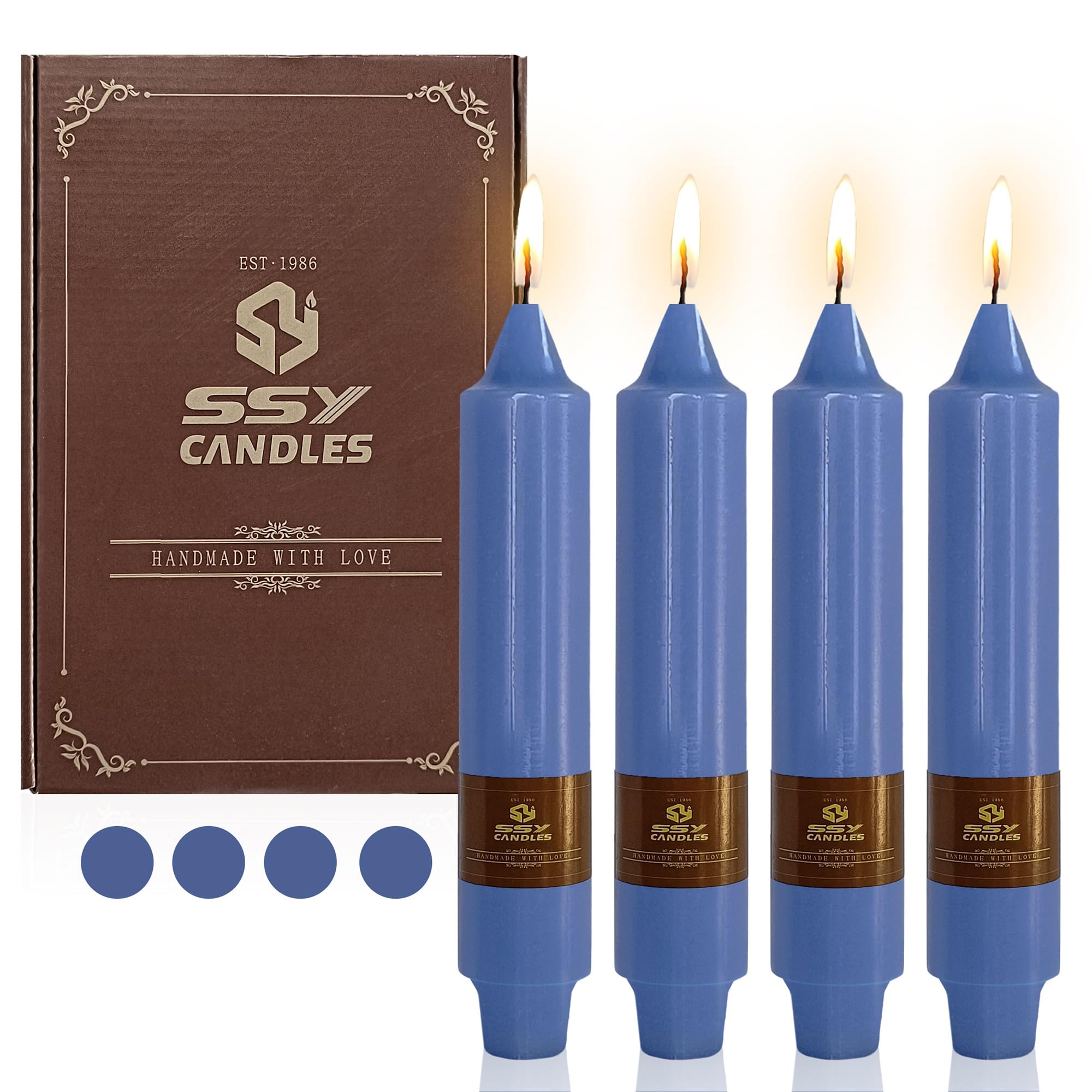 Short Taper Candles Blue Candlesticks,Gedengni 7Inches Dripless Tapered Candle Tall Candle Sticks Dinner Candles for Home Wedding Festive Holiday